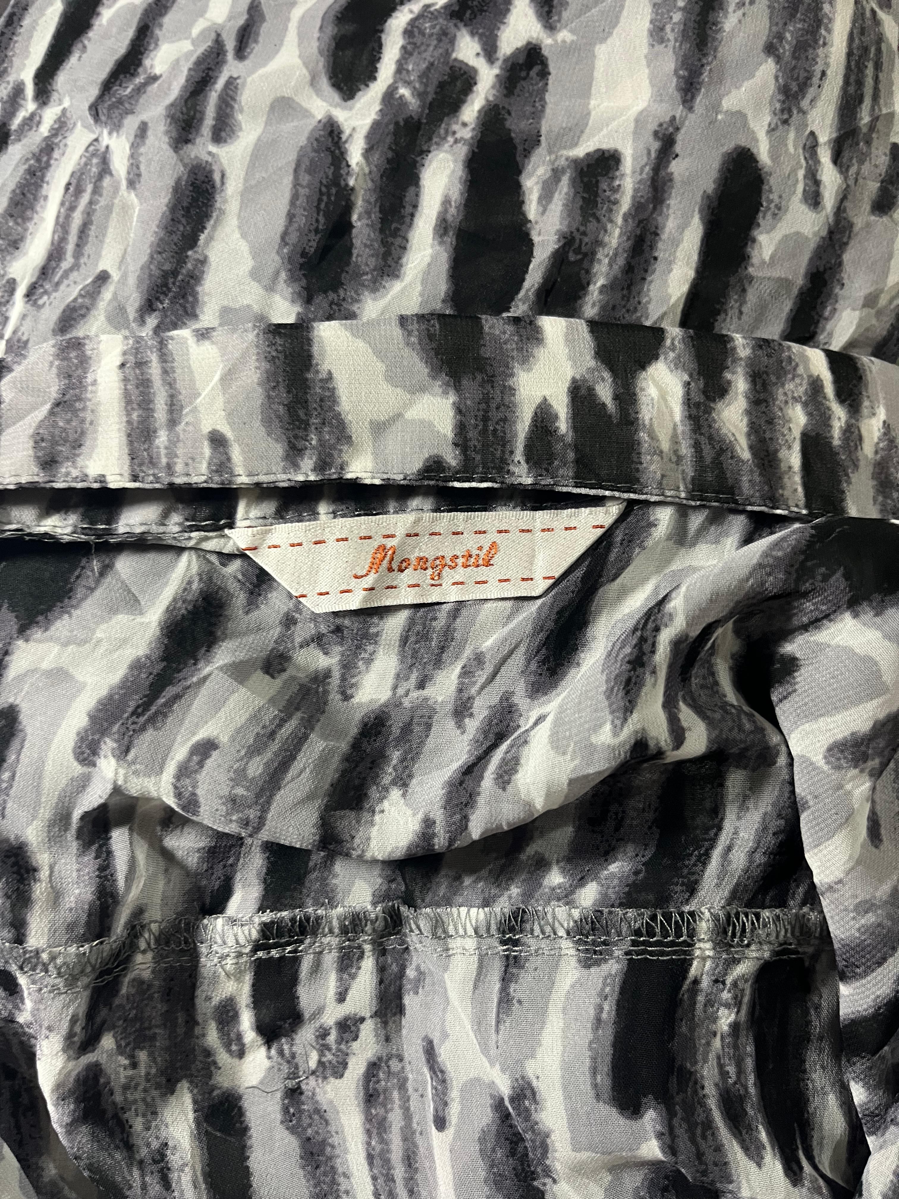 Black & White Striped Longline Shirt – Size M