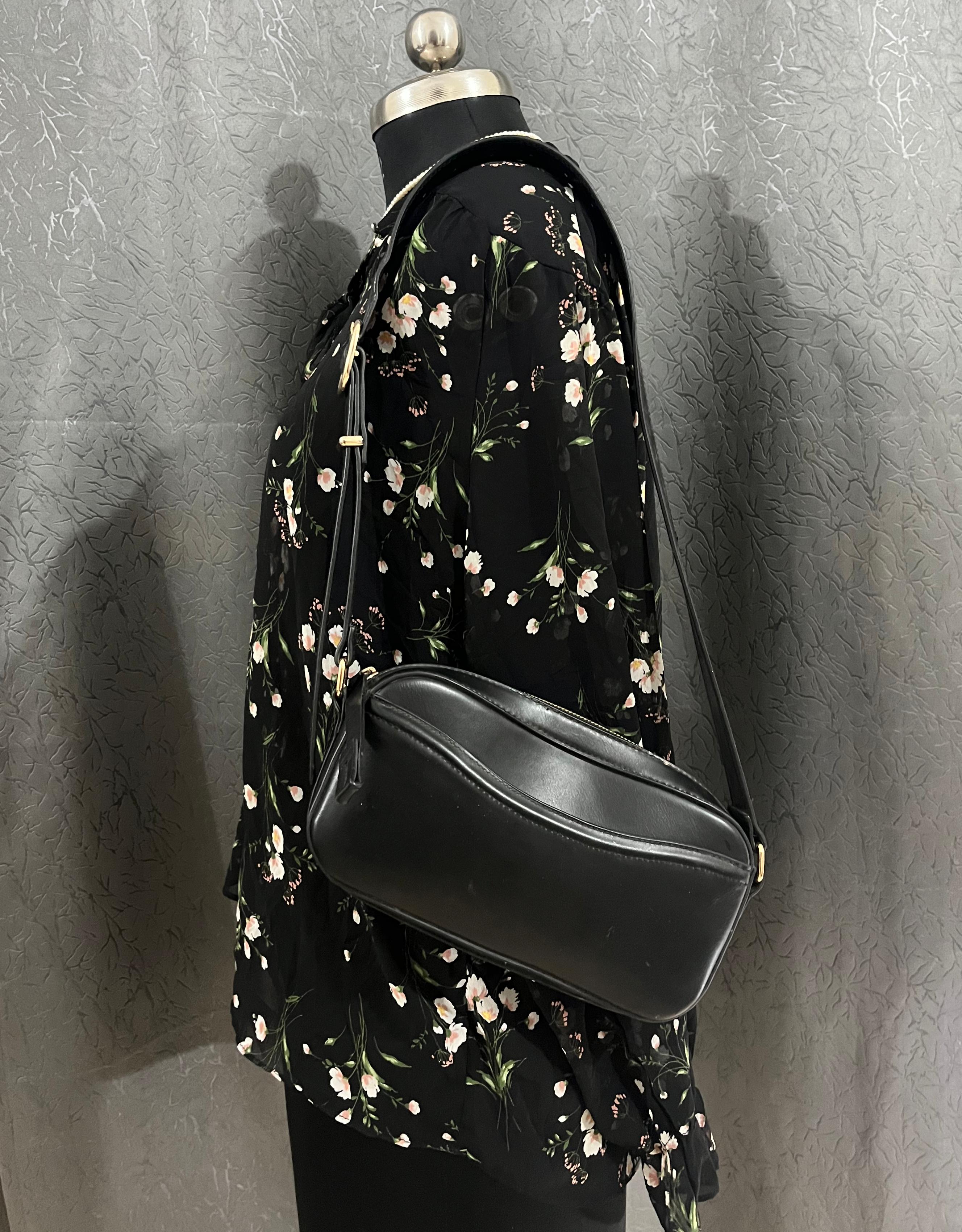 Root Black Floral Sheer Blouse (Size M)