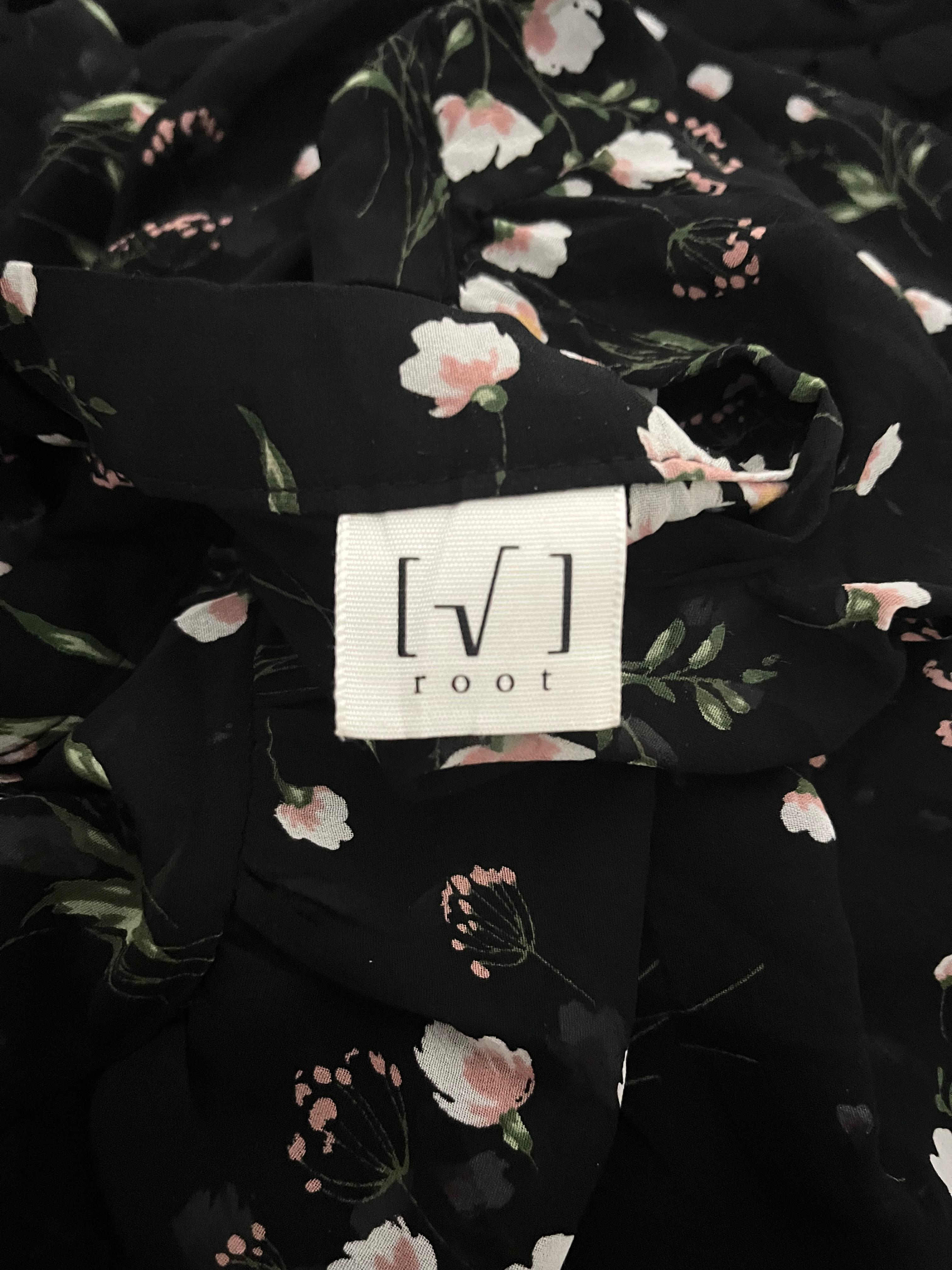 Root Black Floral Sheer Blouse (Size M)