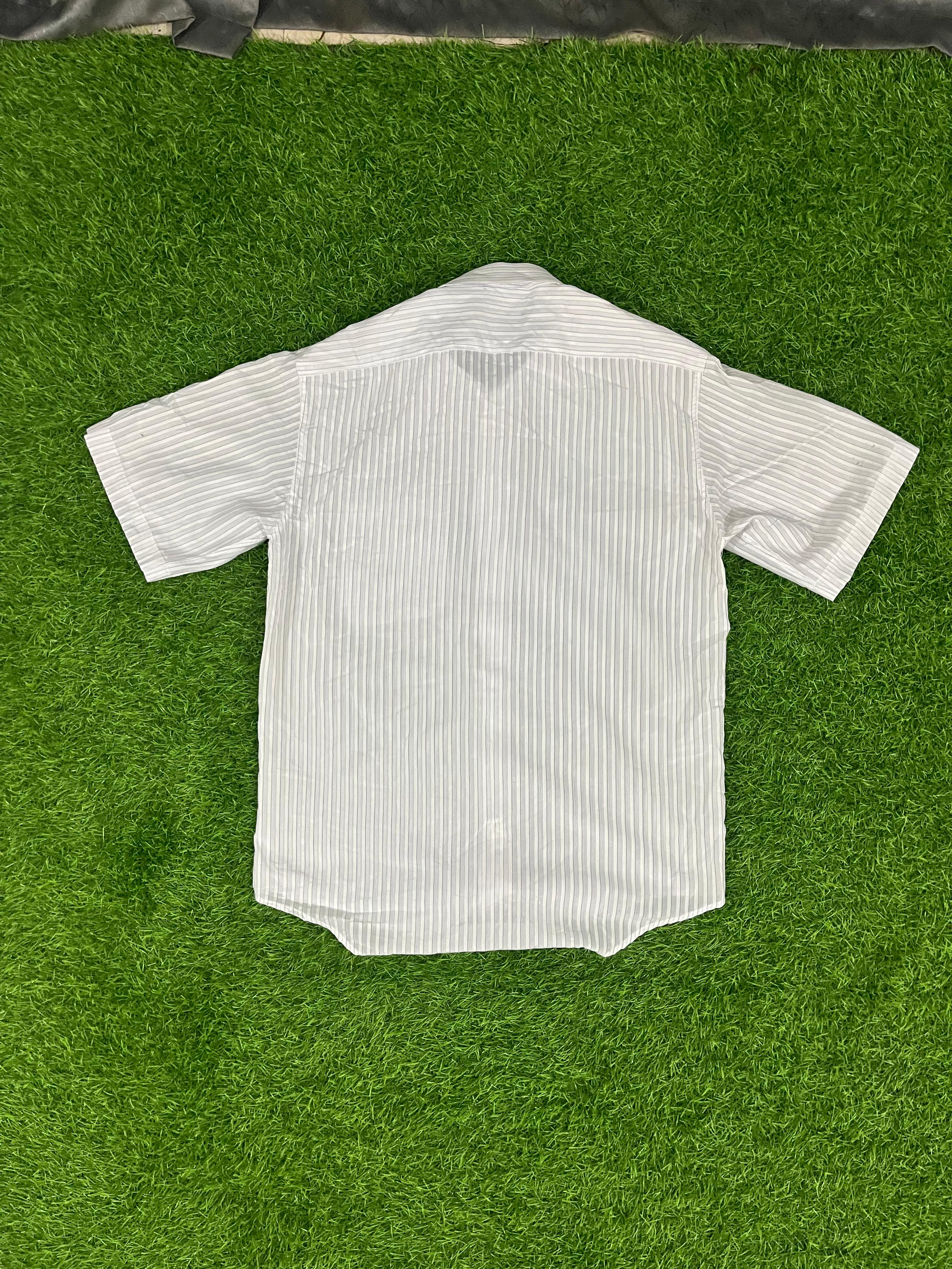 Jack Taylor Hollywood White & Blue Striped Short Sleeve Shirt – Vintage Style