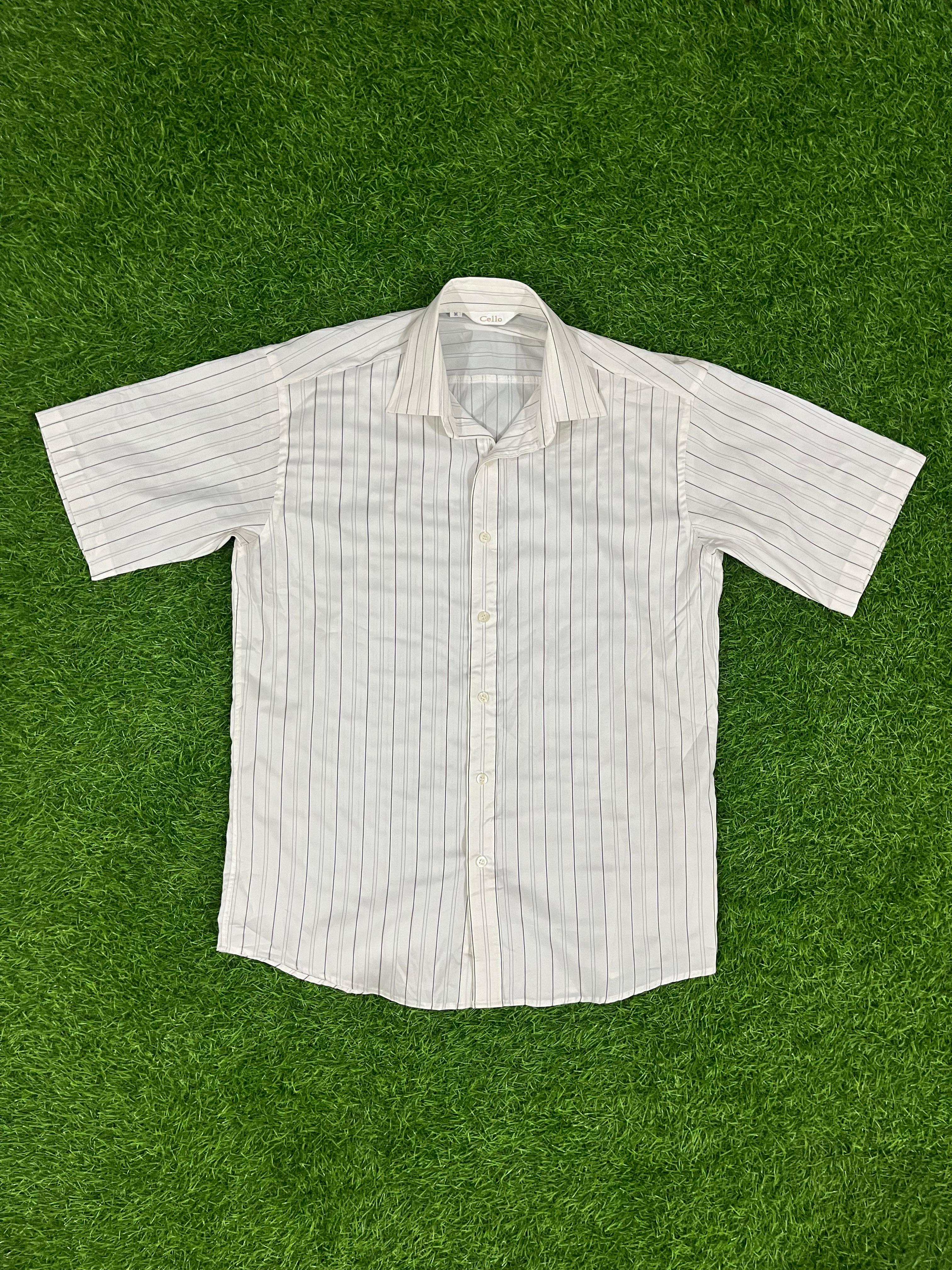 Cello White Striped Formal Shirt – Men’s Medium