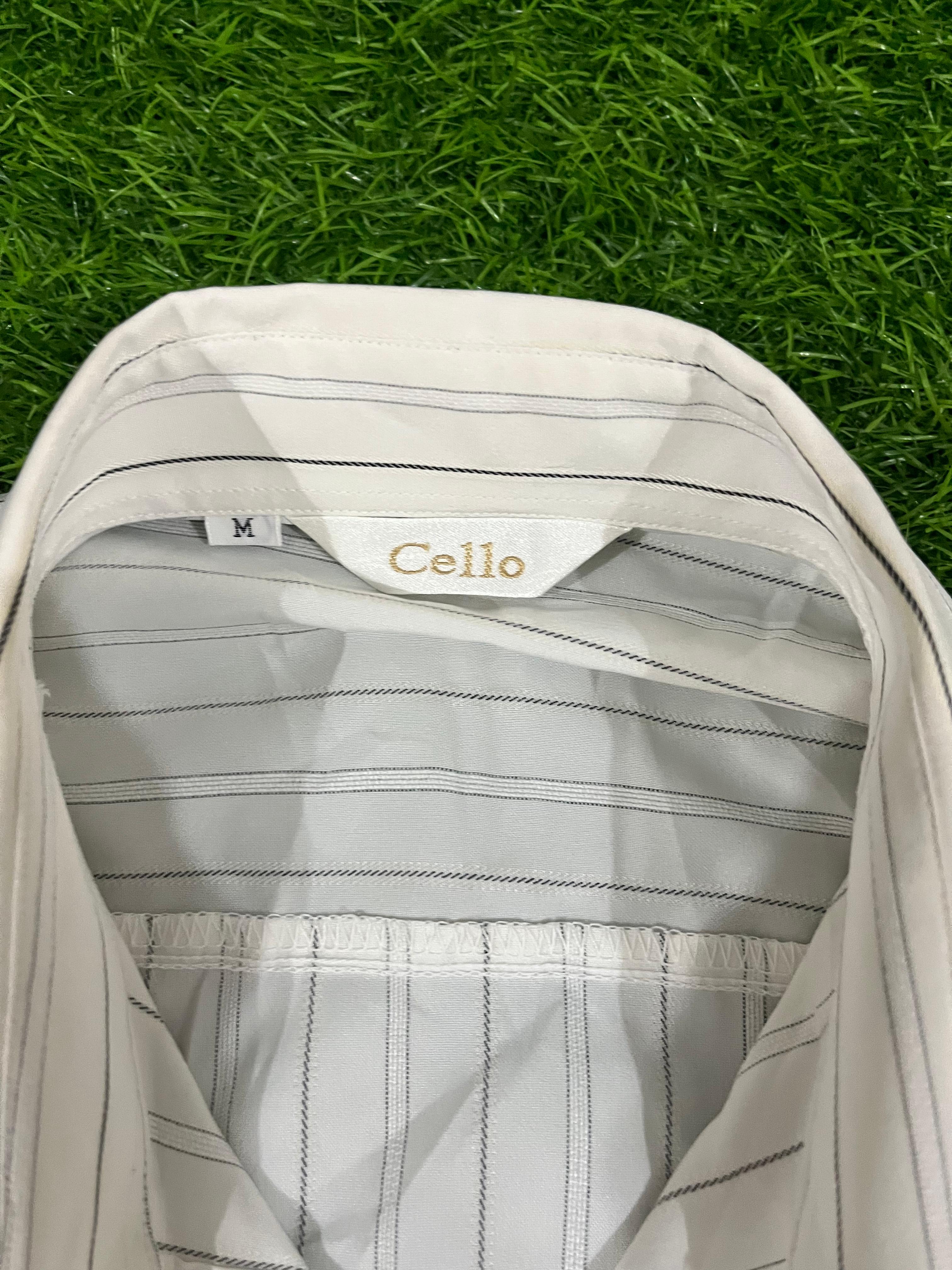 Cello White Striped Formal Shirt – Men’s Medium