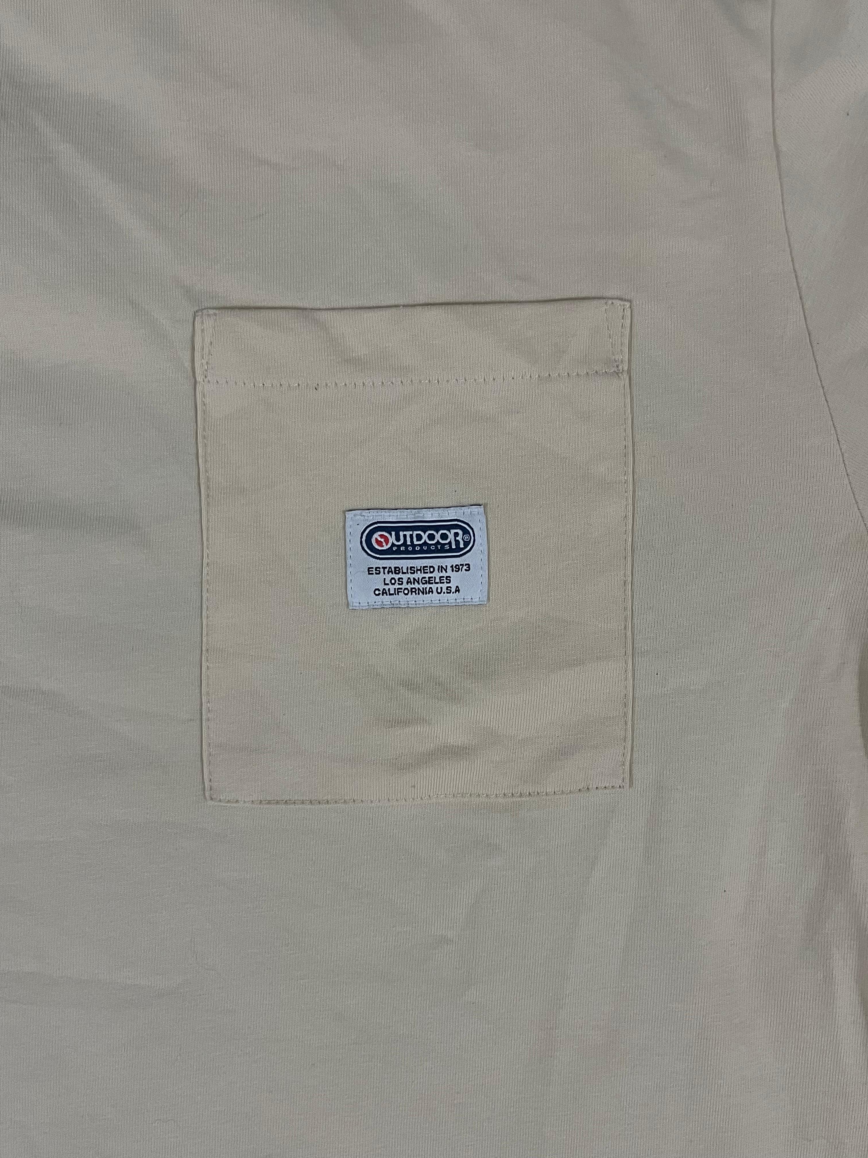 Outdoor Products Pocket Logo Tee – Beige (1973 Heritage Edition | XL Fit)