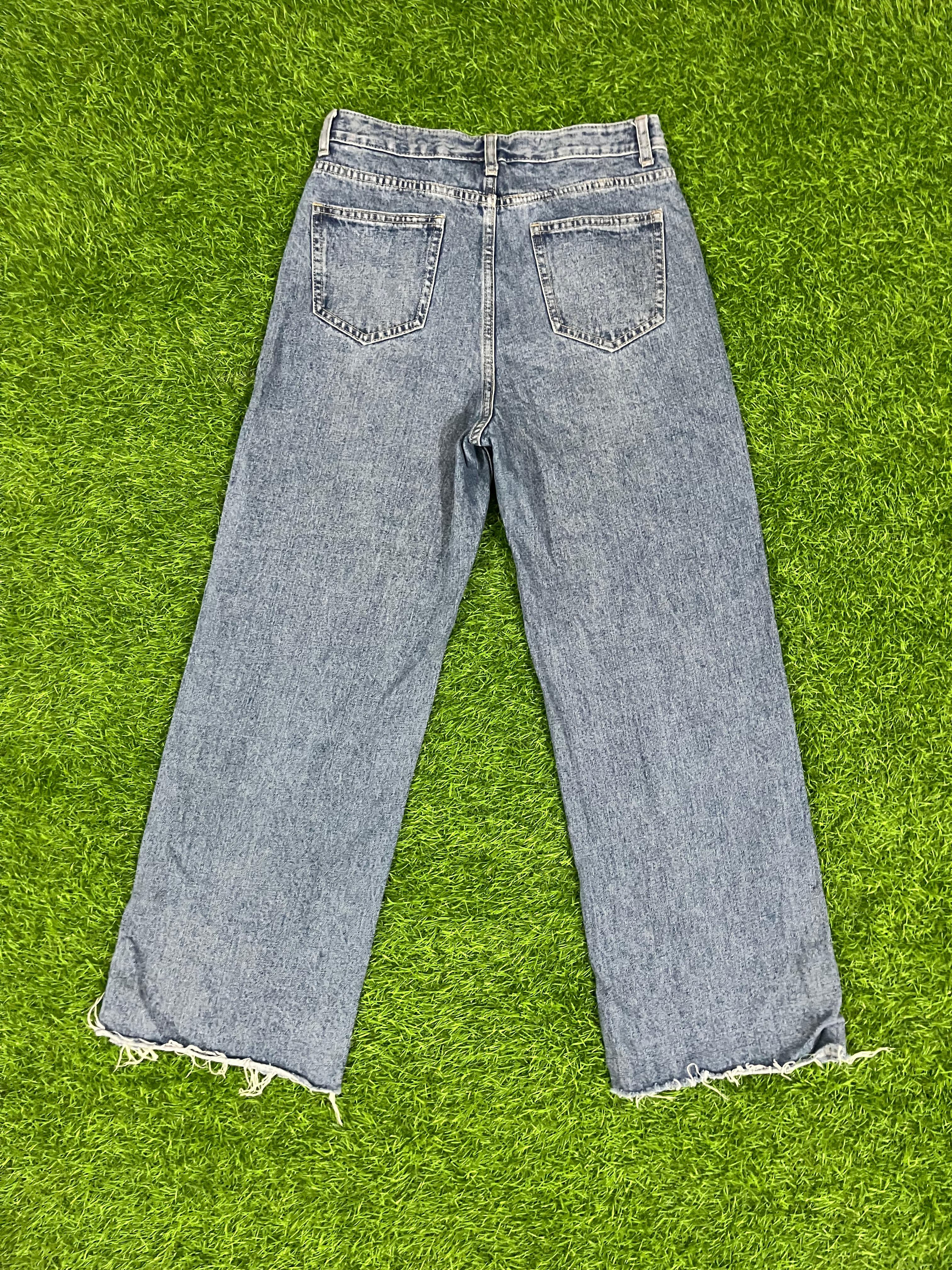 Vintage Blue Washed Straight Denim Jeans – Unisex