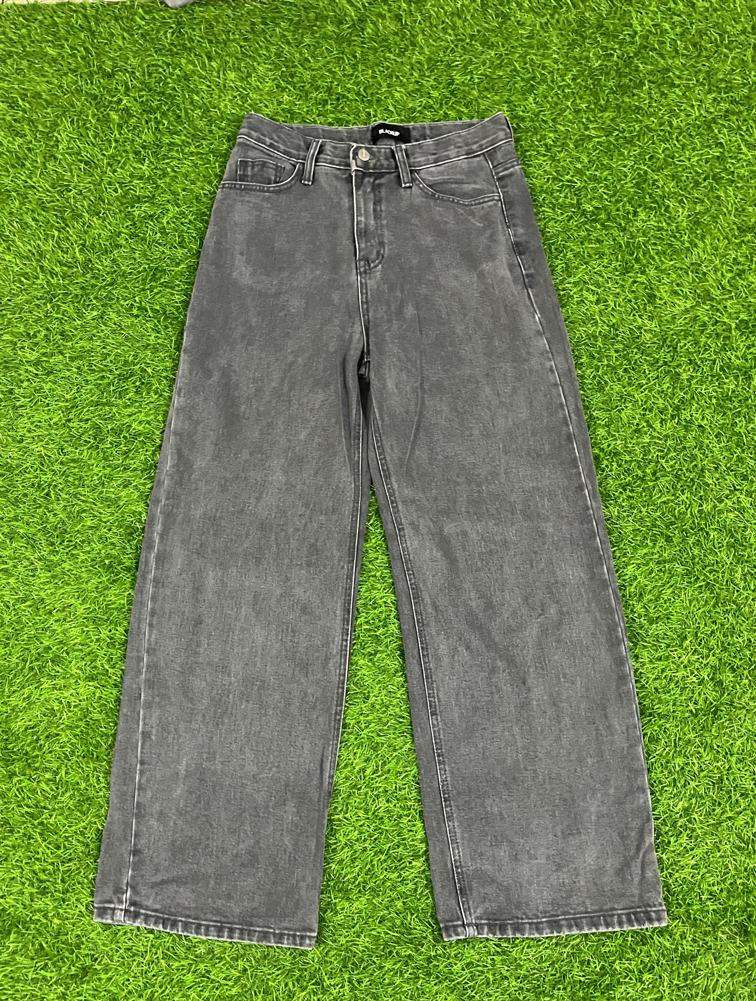 Blackup Grey High-Rise Straight Fit Jeans – Size L