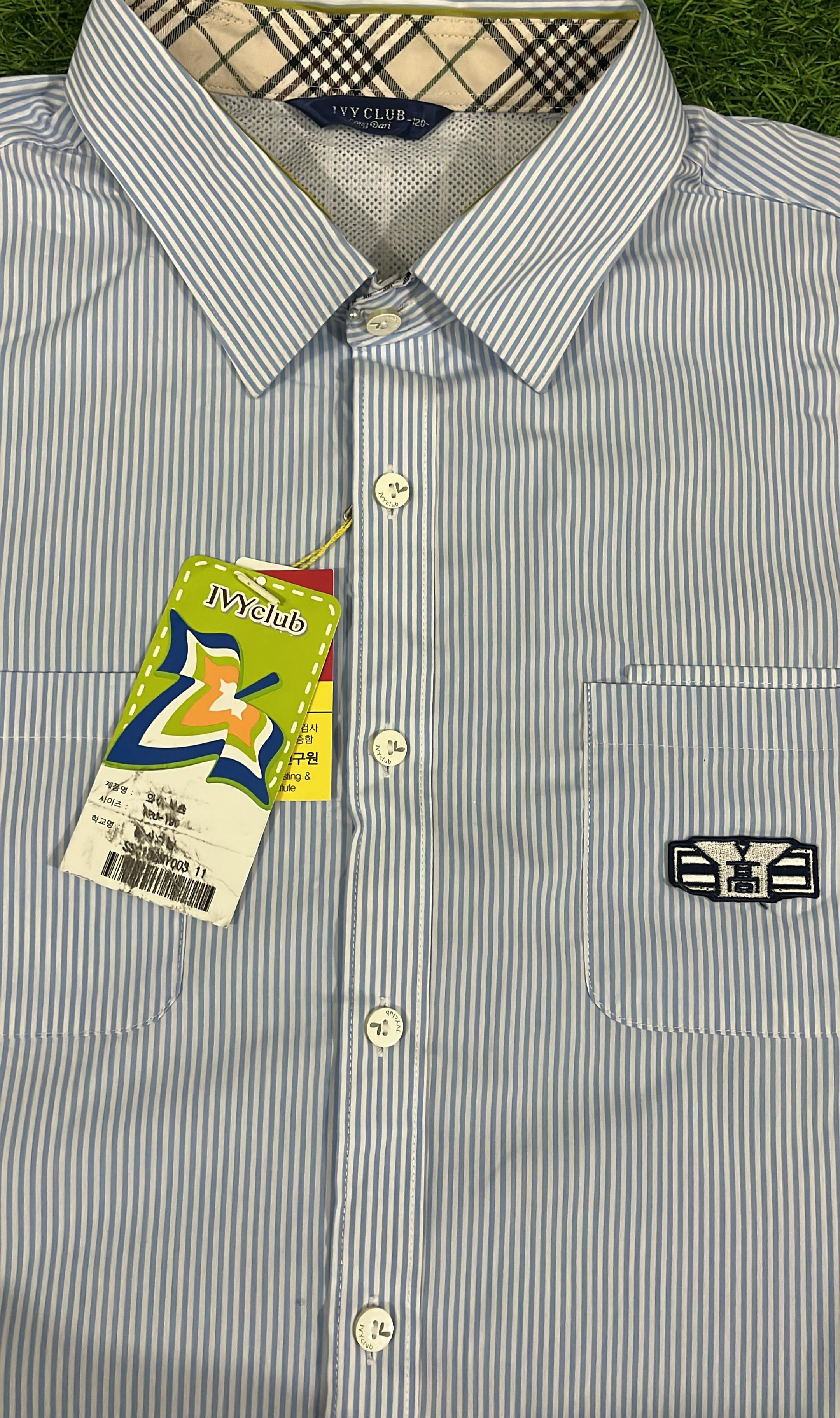 Ivy Club Blue Pinstripe Short-Sleeve Shirt