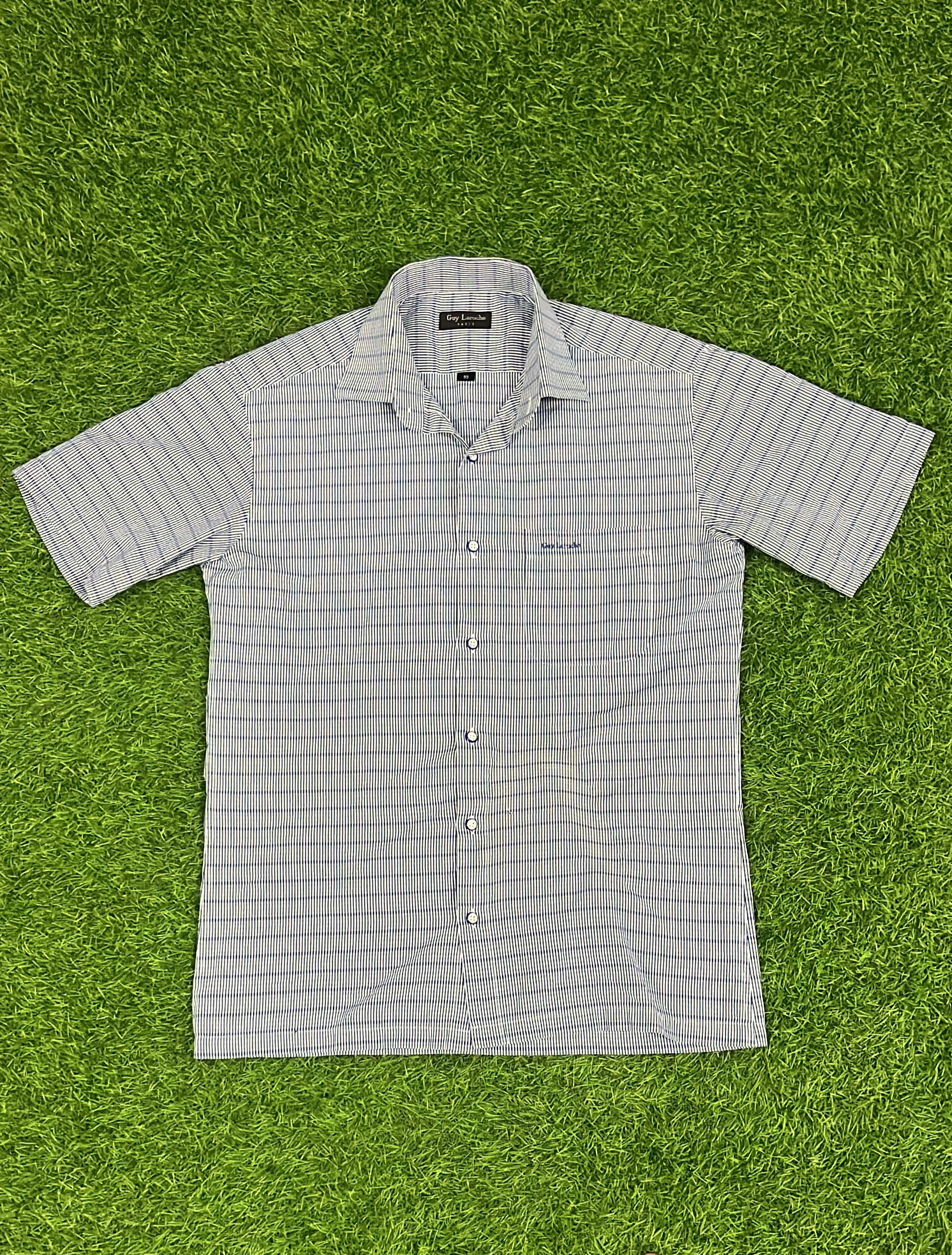 Guy Laroche Paris Men’s Short Sleeve Checkered Shirt – Blue & White
