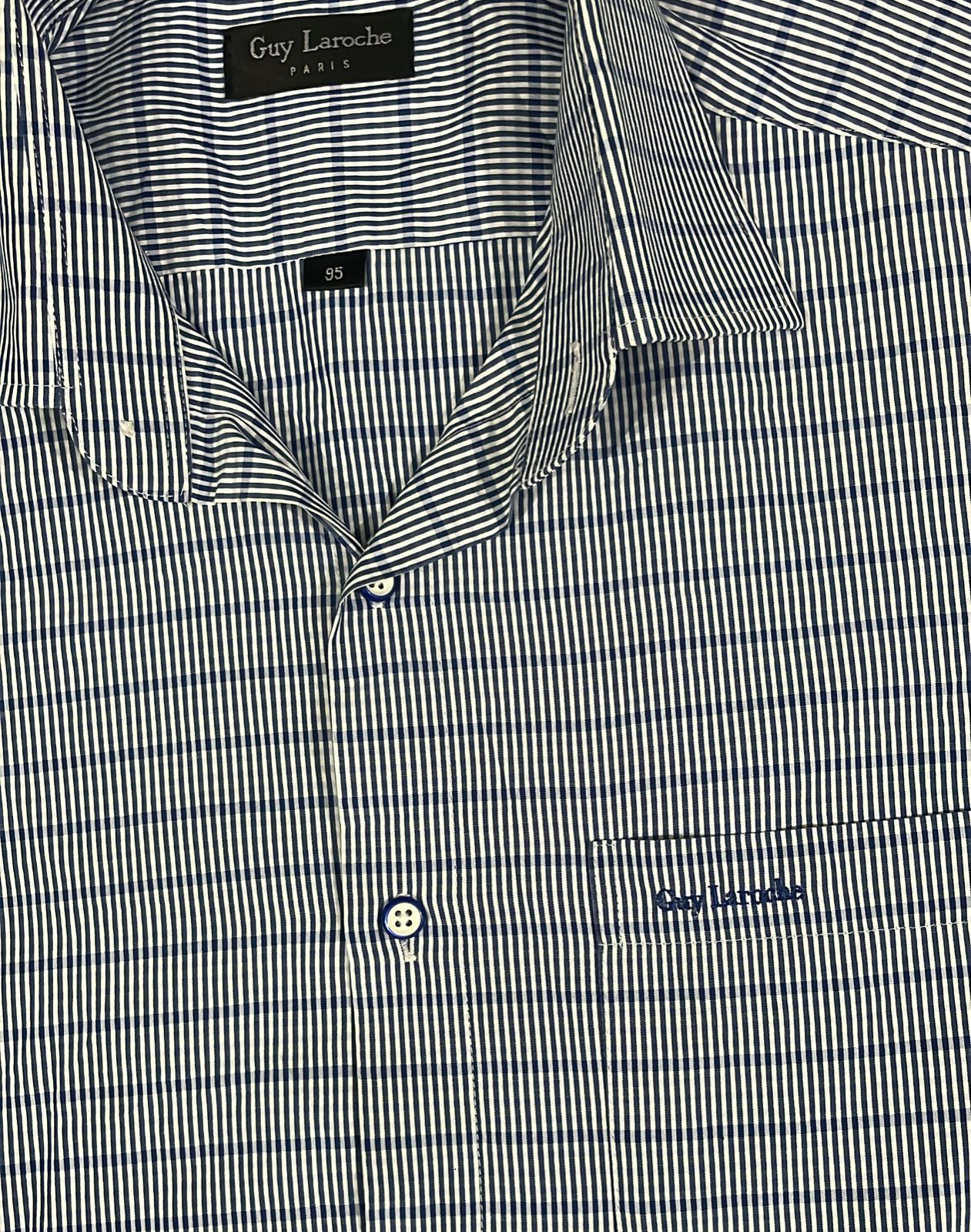 Guy Laroche Paris Men’s Short Sleeve Checkered Shirt – Blue & White