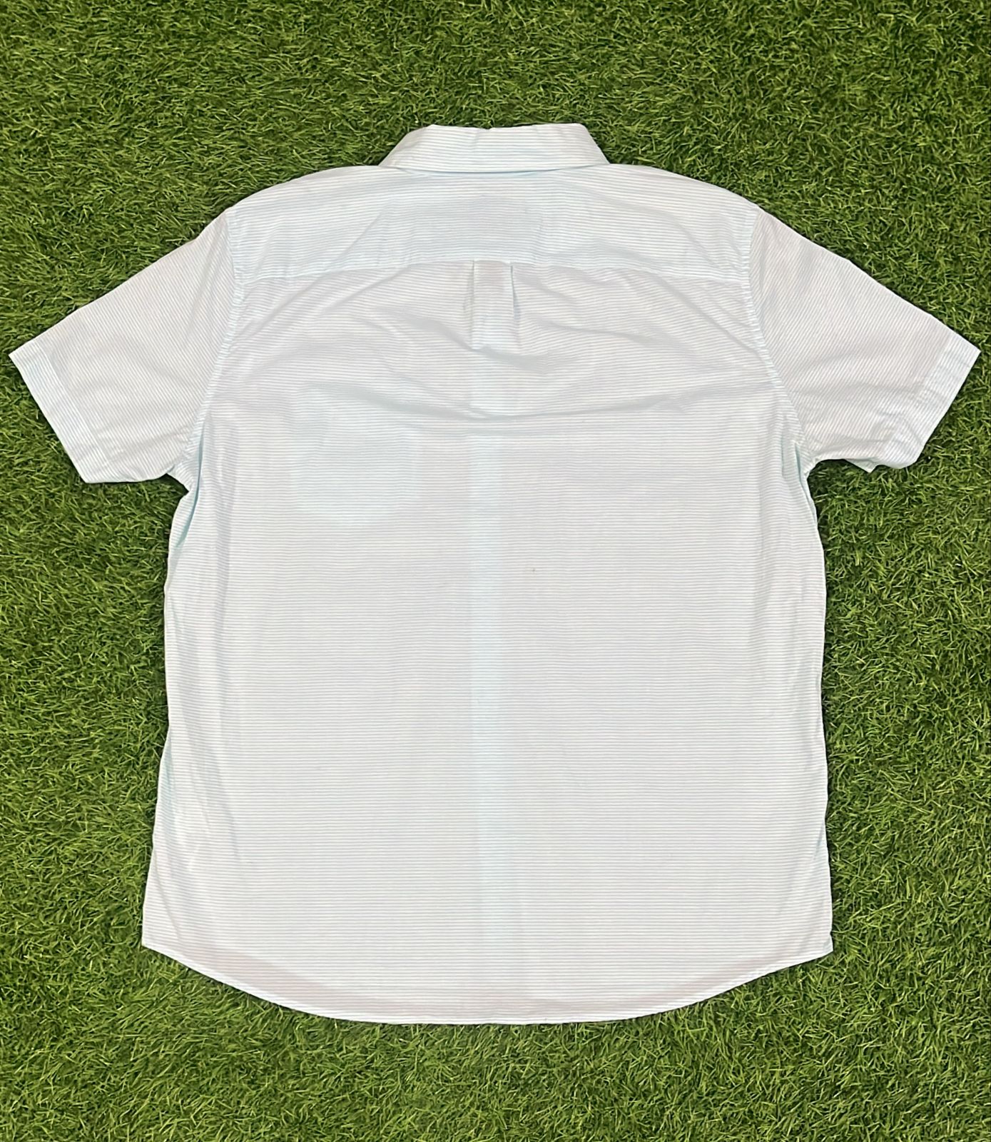 American Eagle Outfitters "Seriously Soft" Striped Button-Down Shirt – Aqua Blue