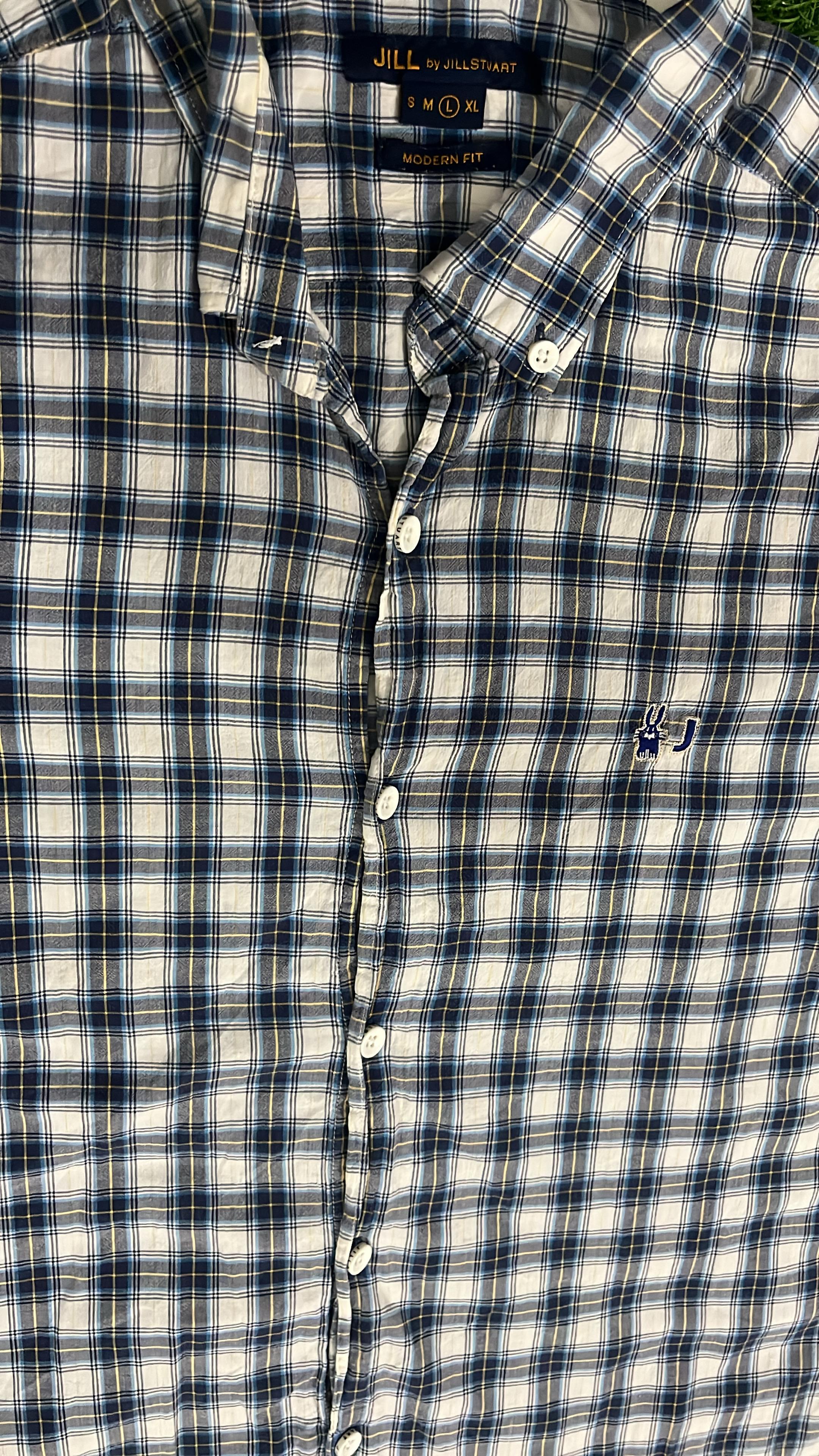 Peter Jensen Blue Check Casual Shirt – Rabbit Logo Embroidery