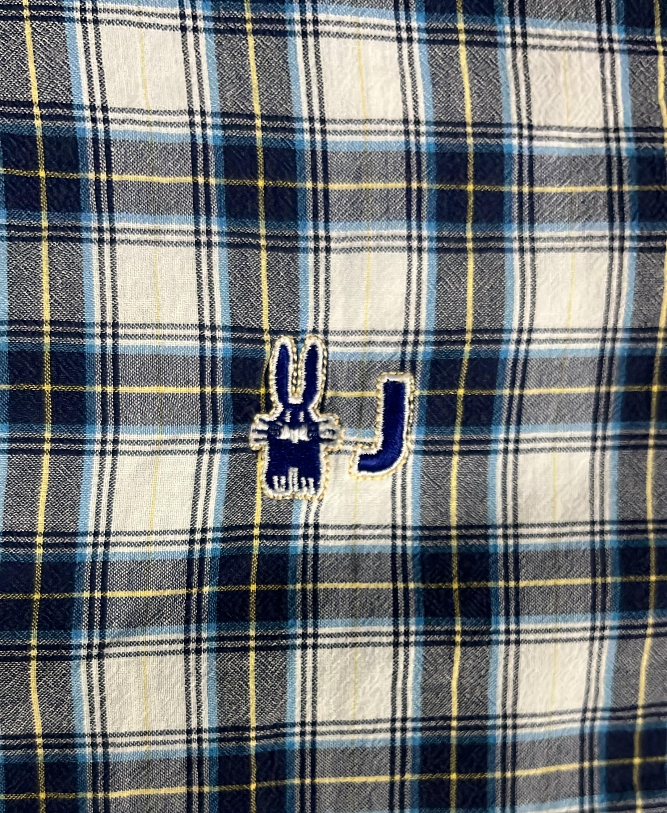 Peter Jensen Blue Check Casual Shirt – Rabbit Logo Embroidery