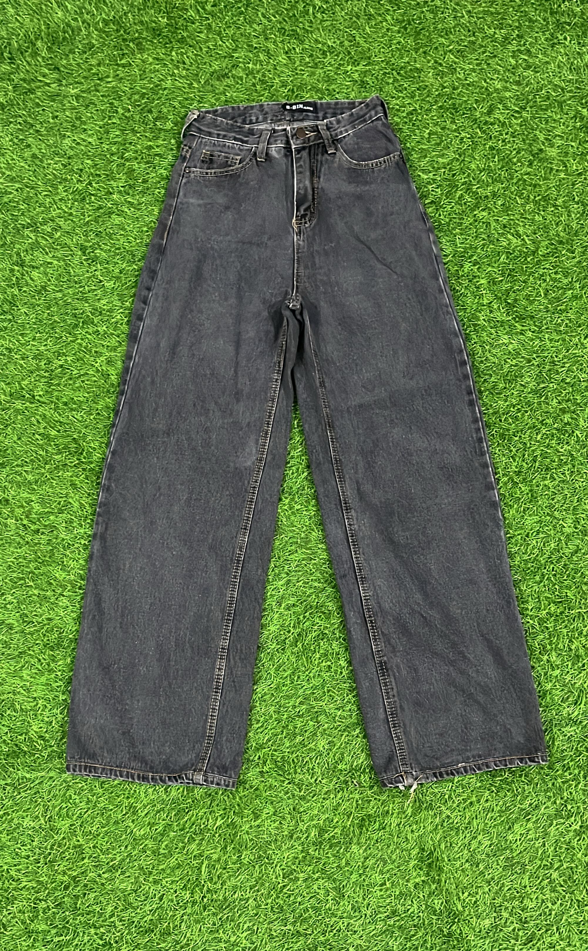 Vintage Black Washed Straight Fit Jeans – Unisex