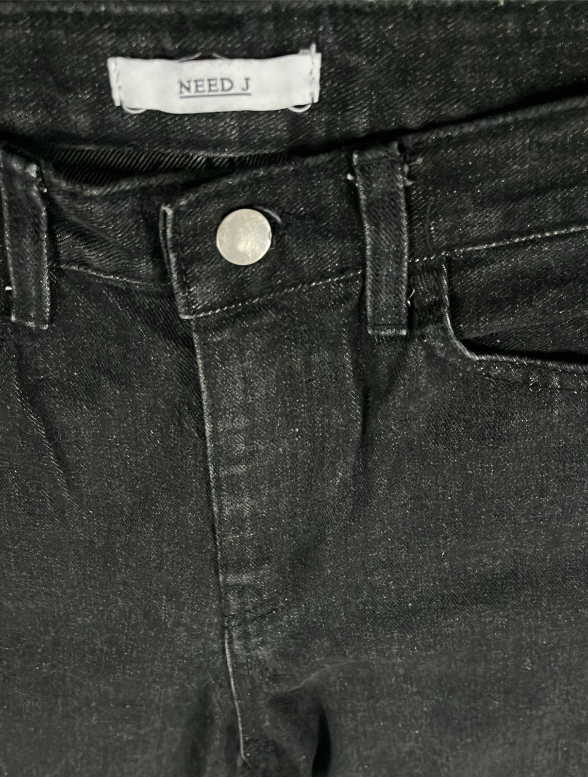 Need J High-Rise Black Denim Jeans – Raw Hem Vintage Fit