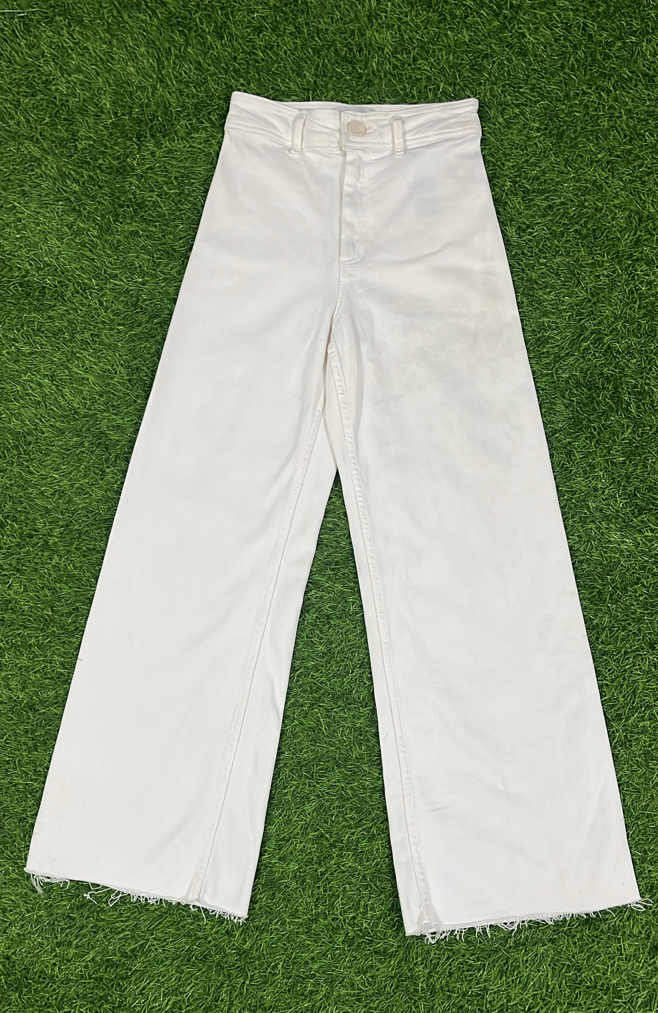 ZARA White Wide-Leg Jeans – Women’s High Rise (Size EUR 36 / USA 4 / MEX 26)