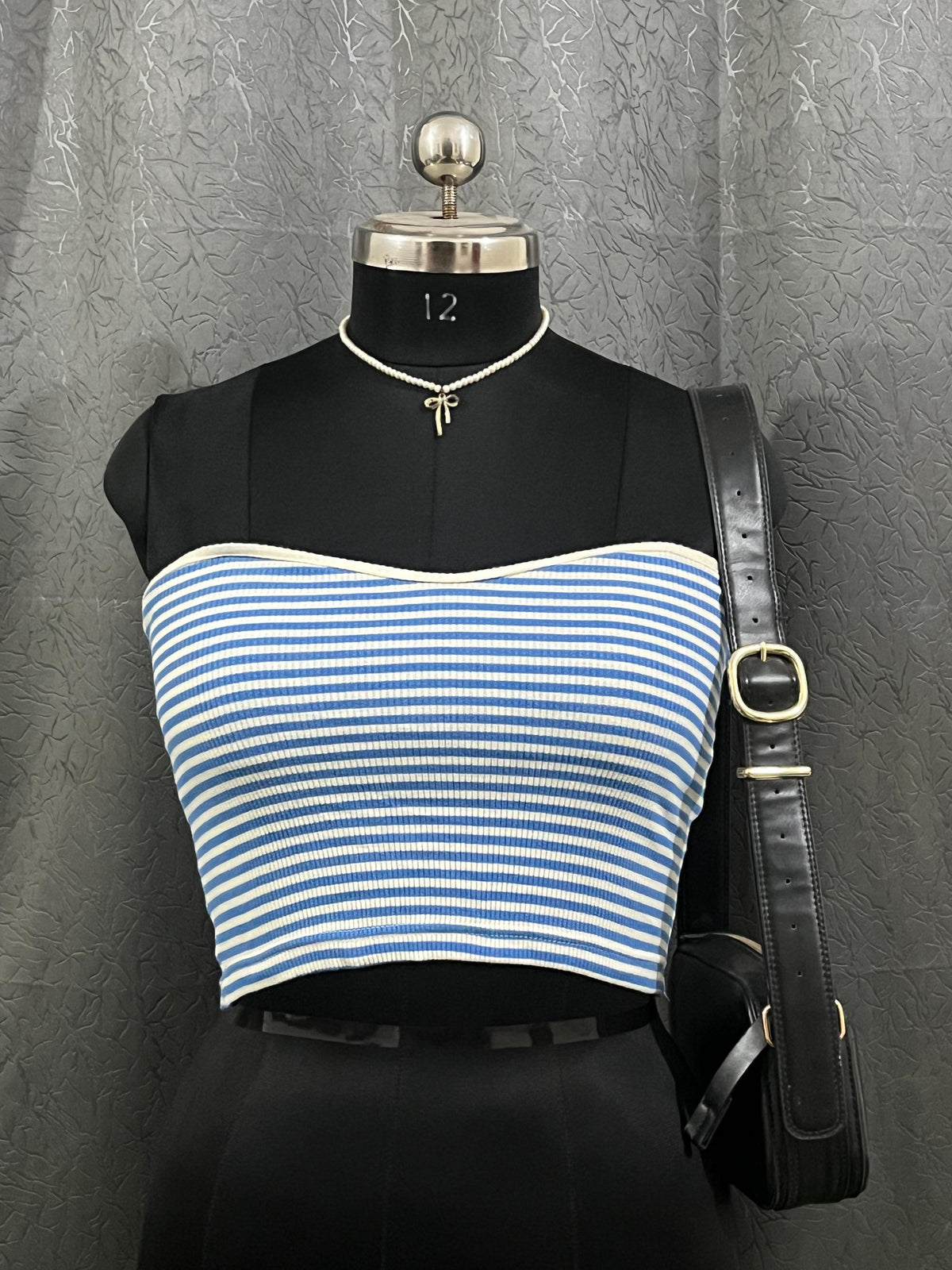 Blue & White Striped Tube Top – Size L