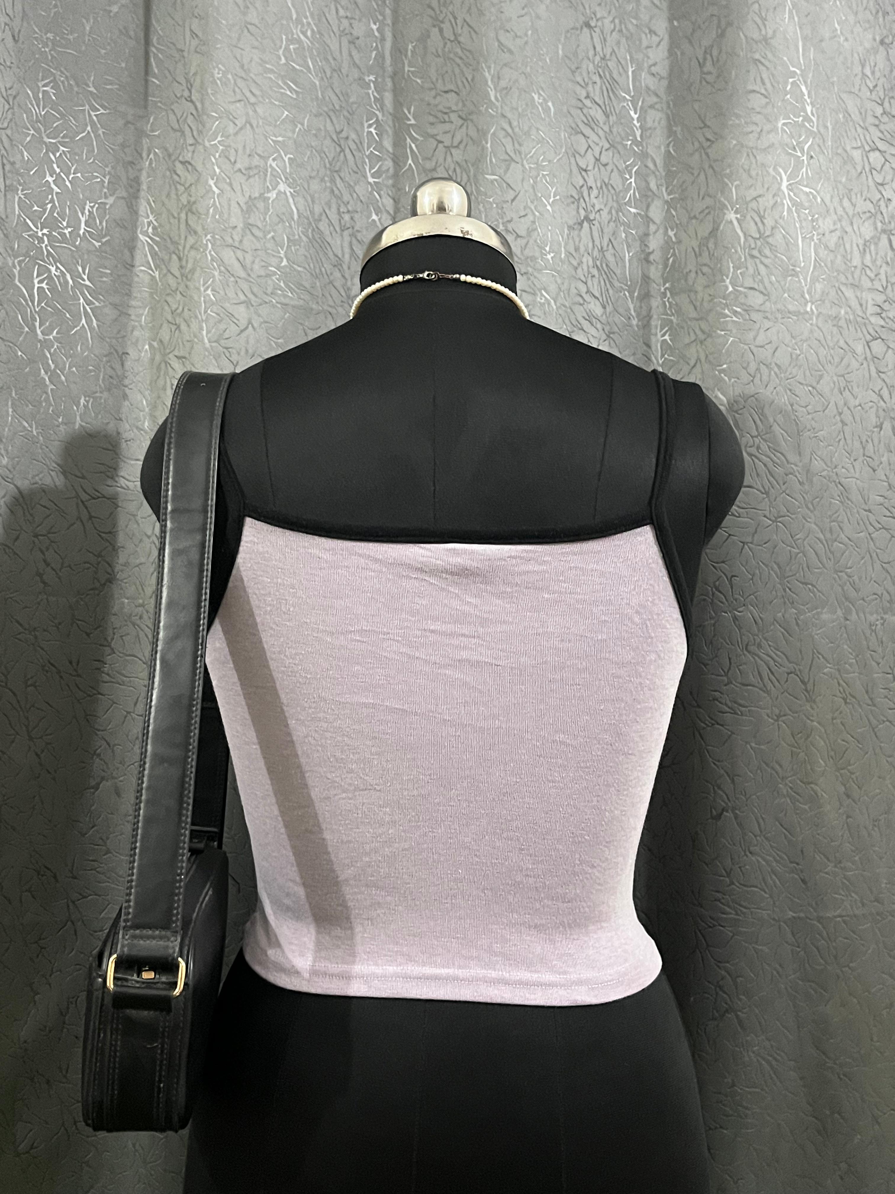 Lilac Cropped Tank Top with Front Embroidery – Size M