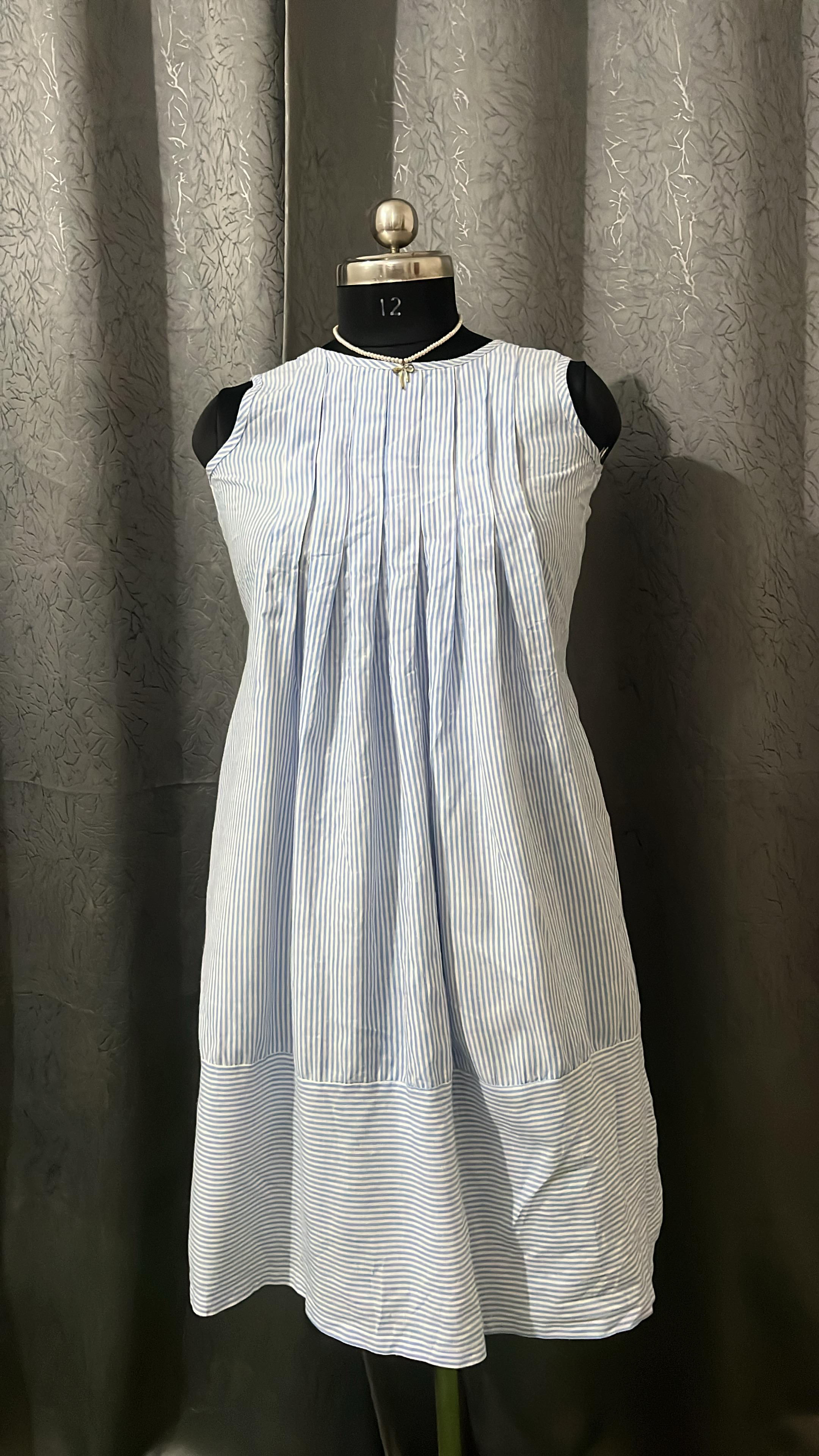 Women’s Striped Sleeveless Cotton Dress – Size L