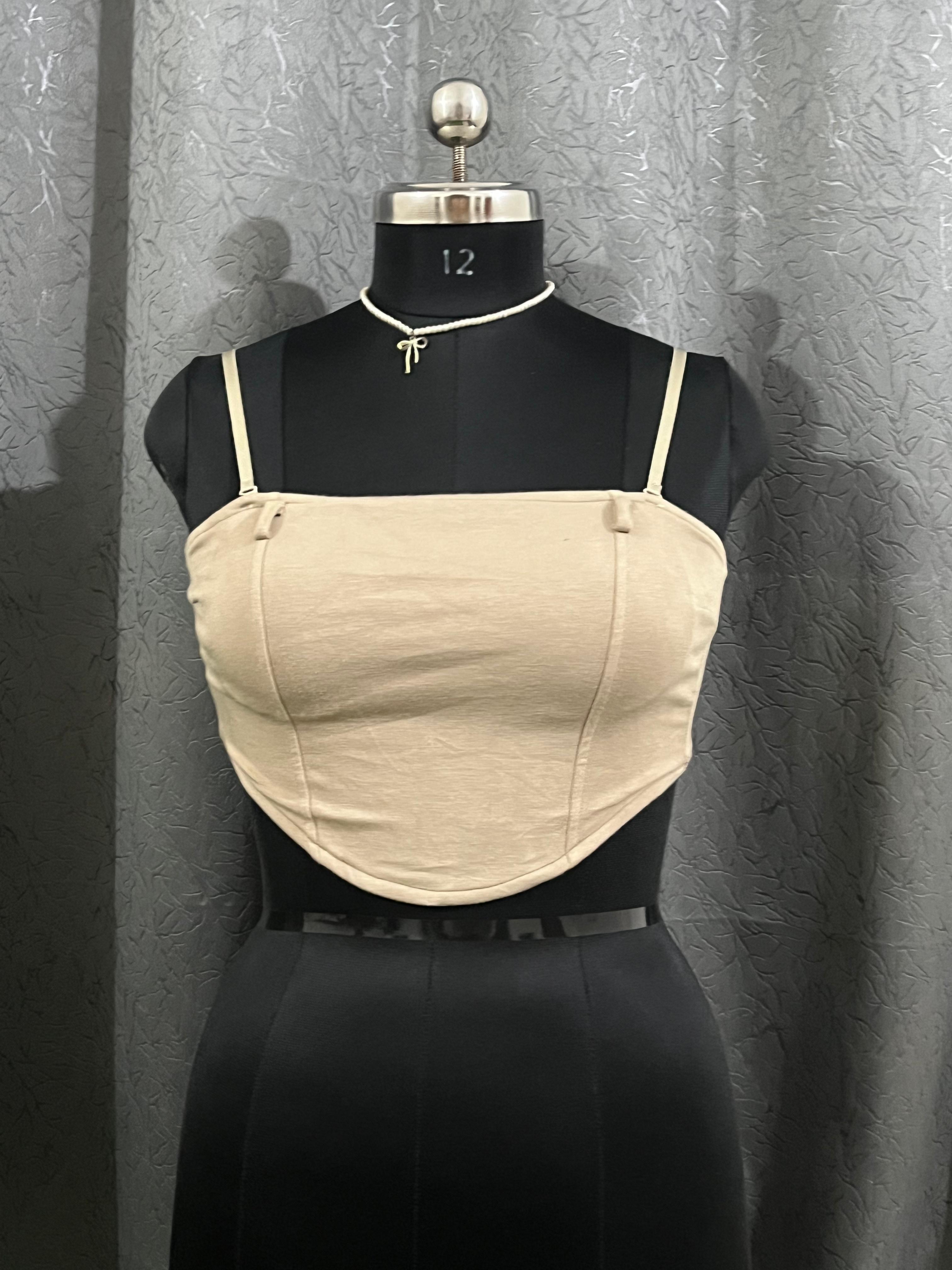 Beige Minimalist Crop Top – Size M  Description: