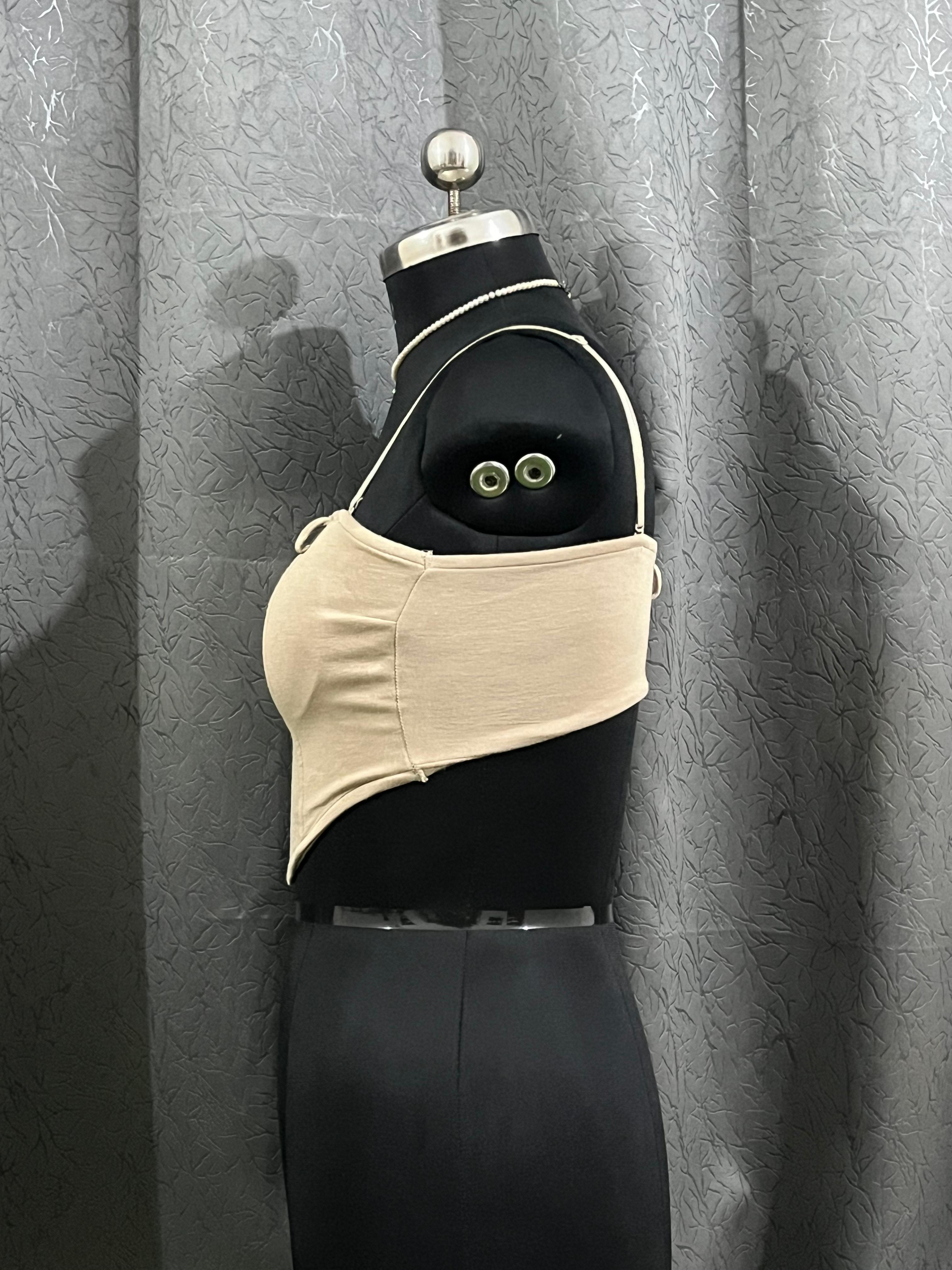 Beige Minimalist Crop Top – Size M  Description: