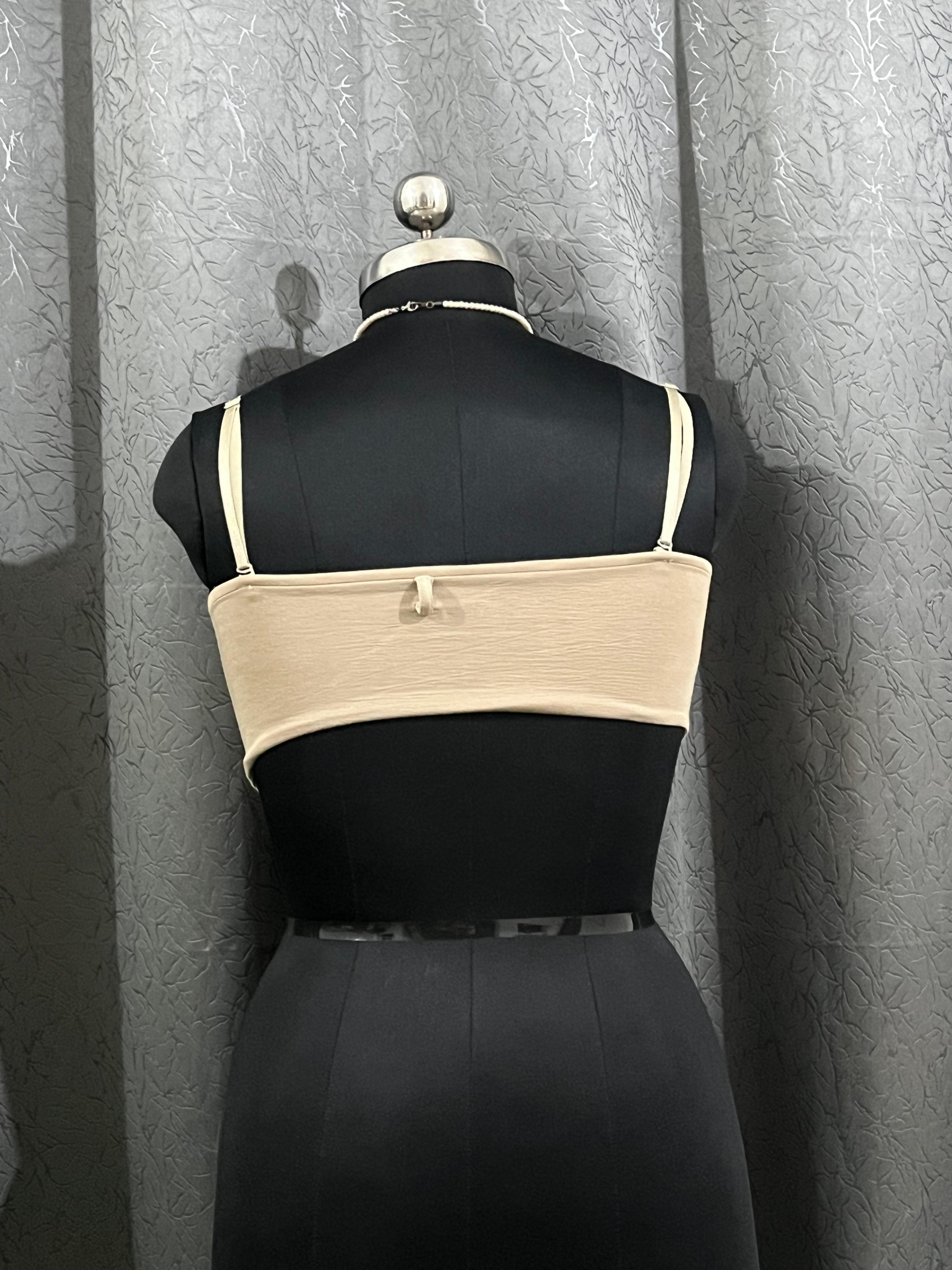 Beige Minimalist Crop Top – Size M  Description:
