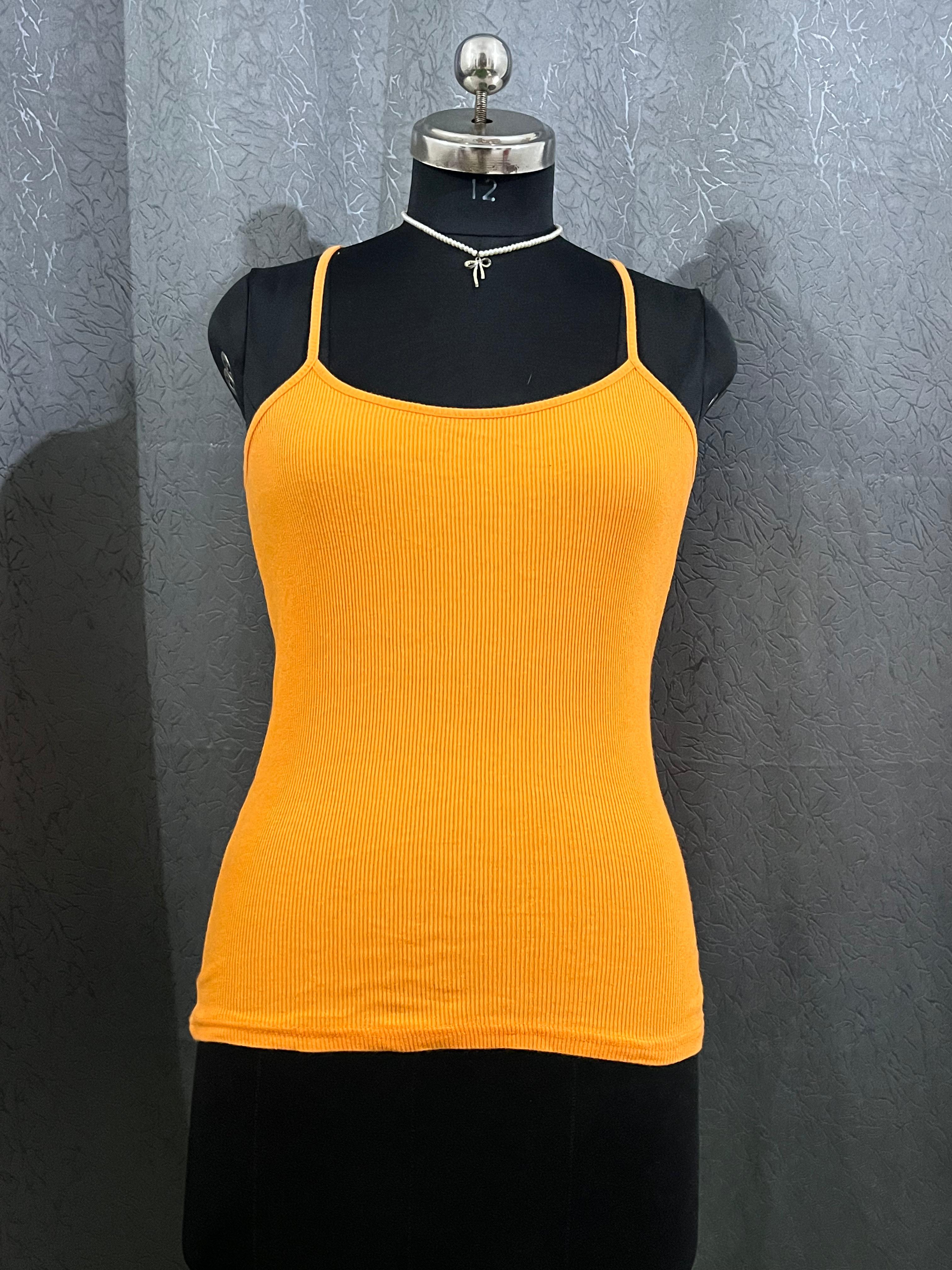 Bright Orange Ribbed Spaghetti Strap Tank Top – Size M