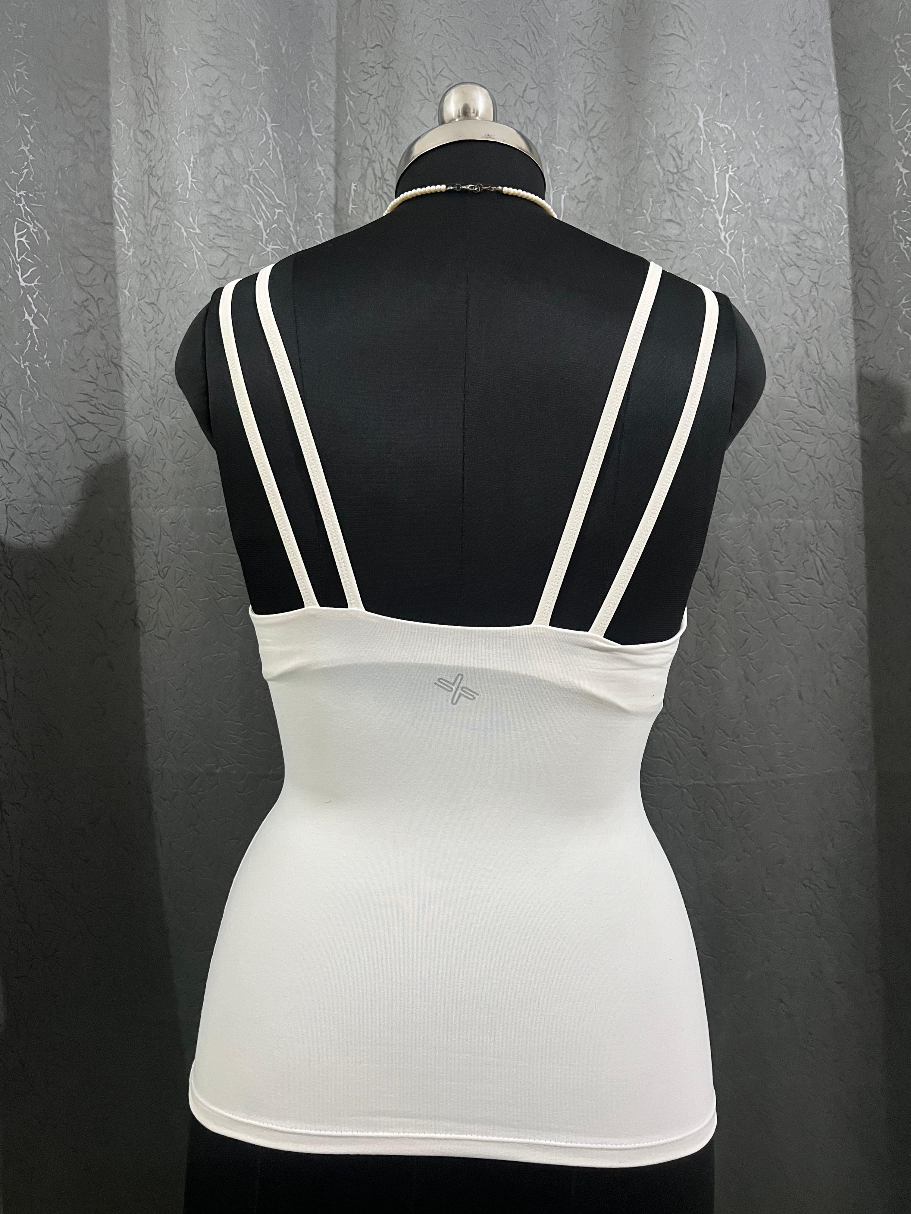 White Double-Strap Fitted Tank Top – Size L
