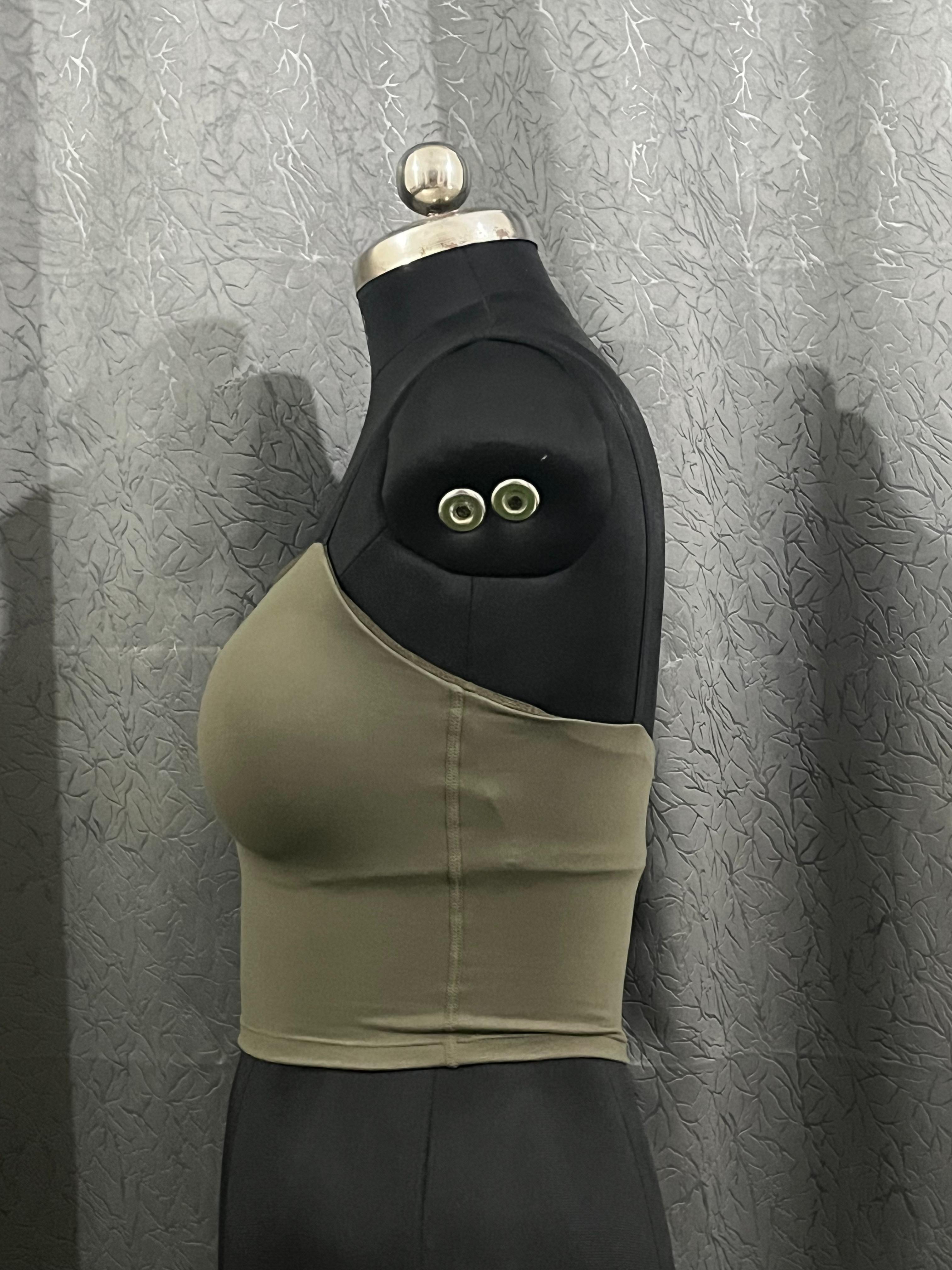 XEXYMIX Olive Green Performance Crop Top (Size M)