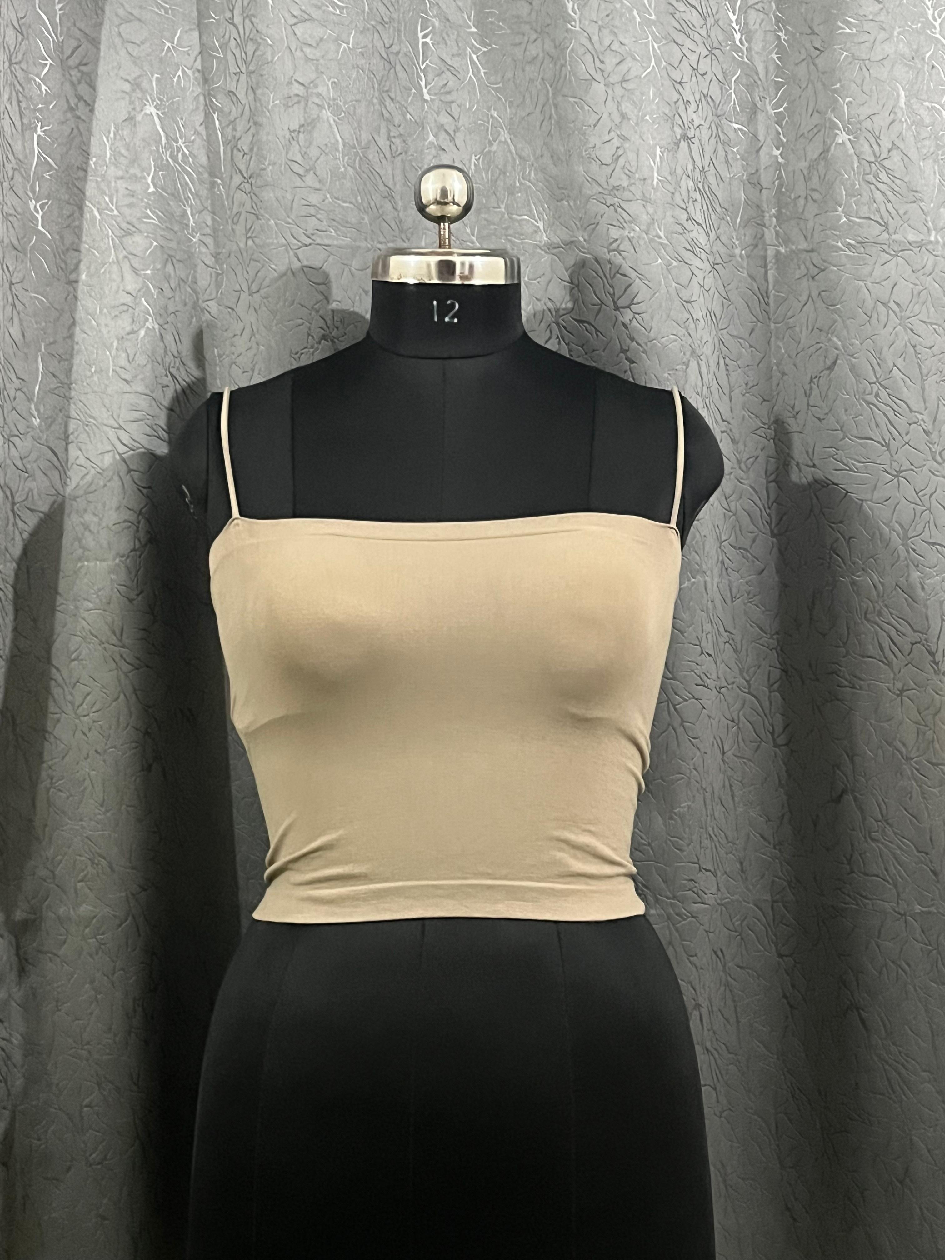 Beige Spaghetti Strap Crop Top