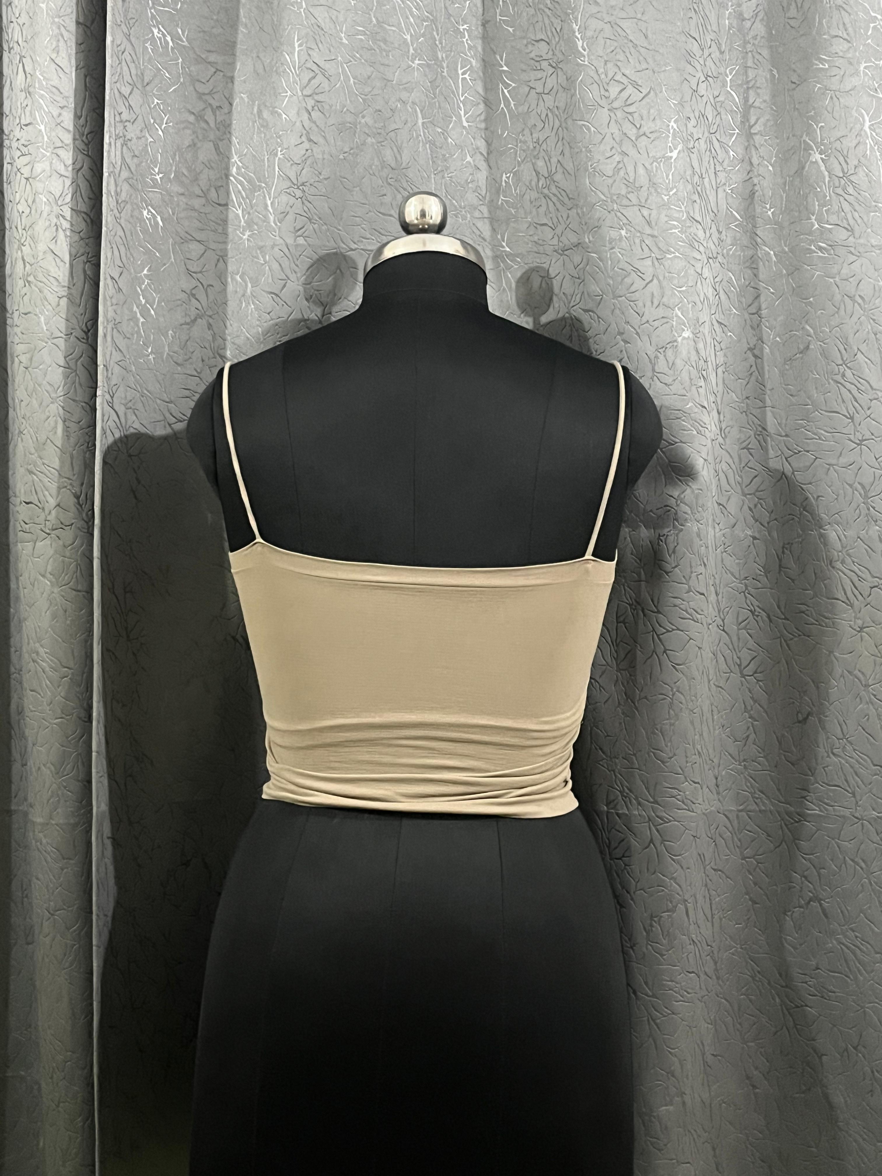 Beige Spaghetti Strap Crop Top