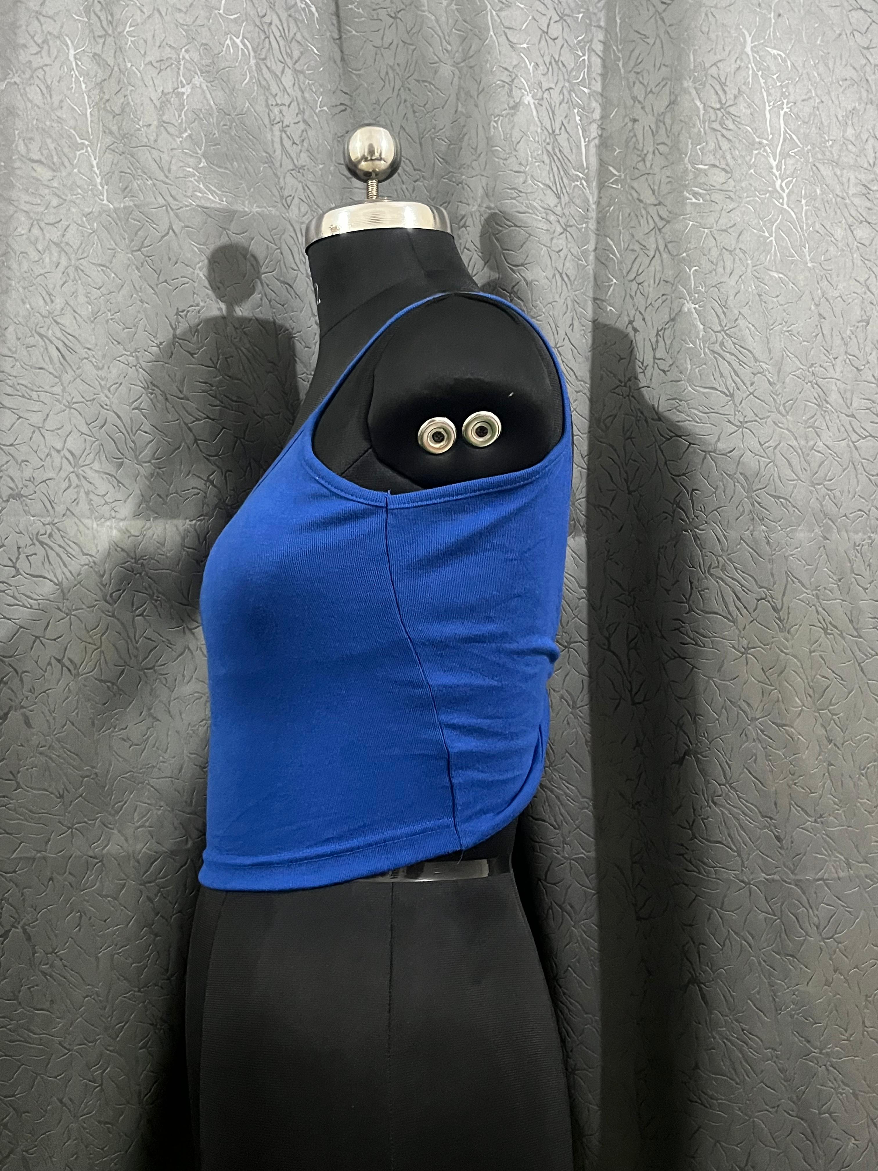 Electric Blue Twist-Back Crop Top (Size S)