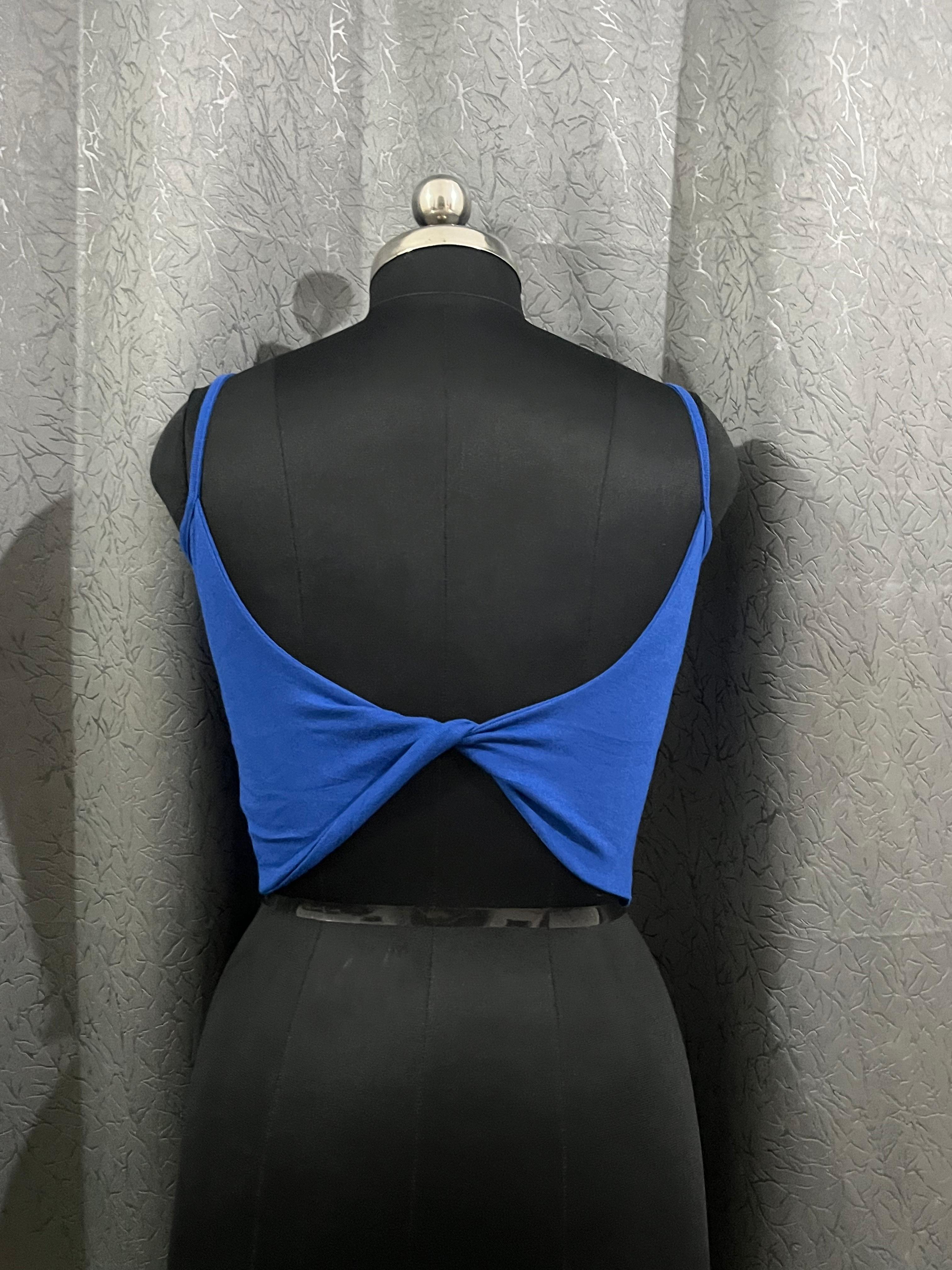 Electric Blue Twist-Back Crop Top (Size S)