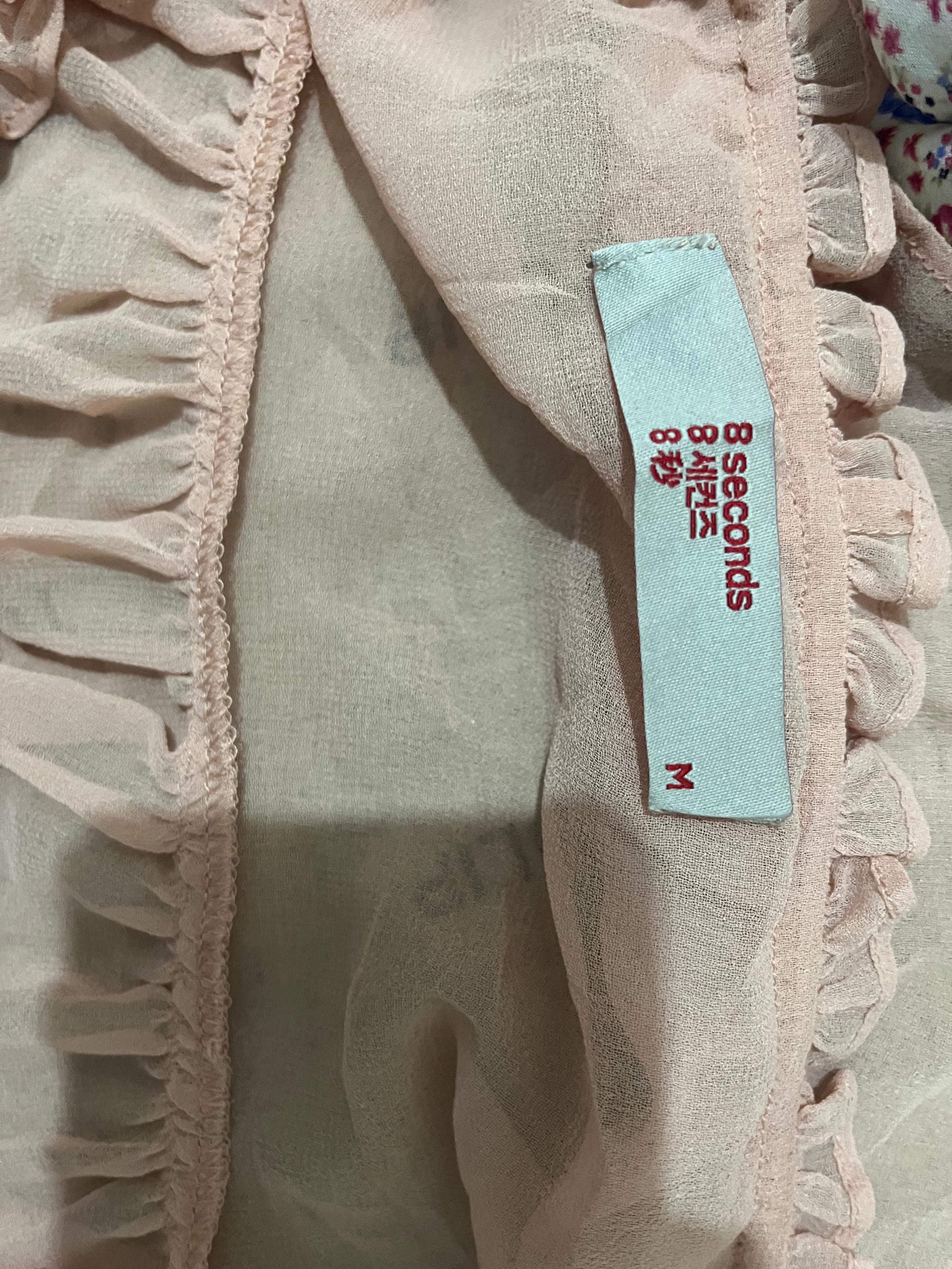 8 Seconds Sheer Ruffle Blouse – Soft Pink, Size M