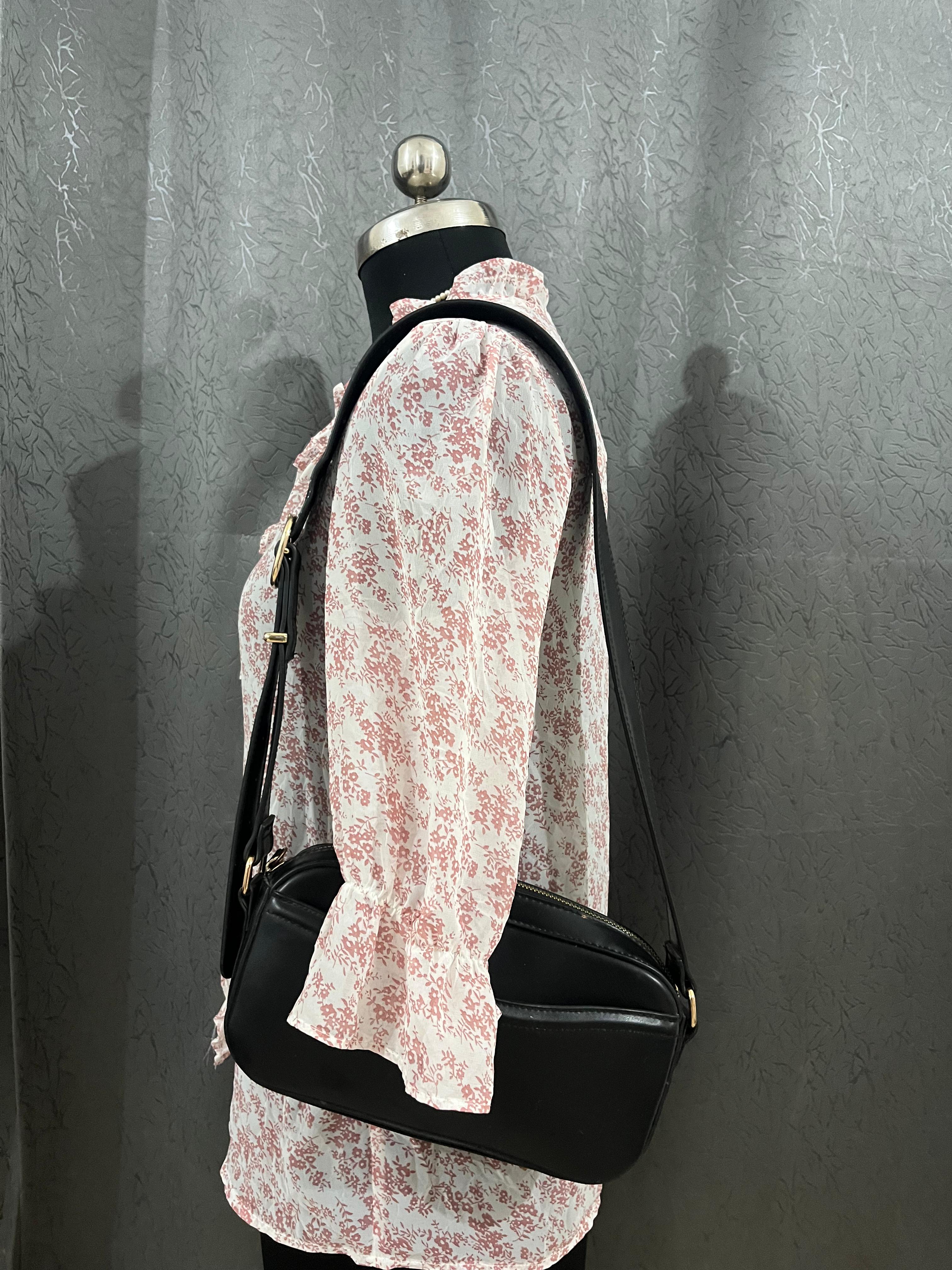 Clovis Pink Floral Ruffle Blouse – Size M