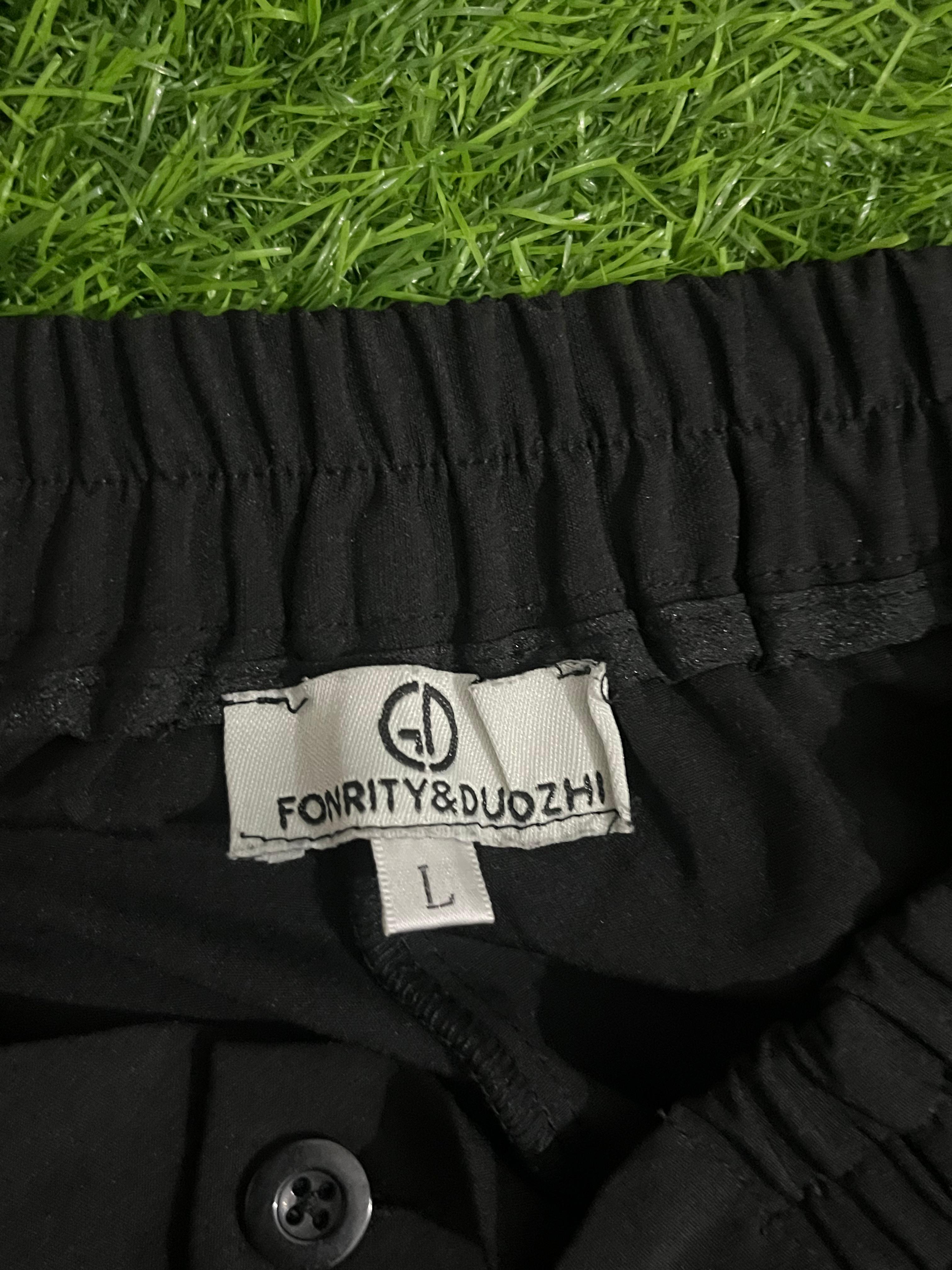 FONRITY & DUOZHI Elastic Waist Black Trousers – Size L