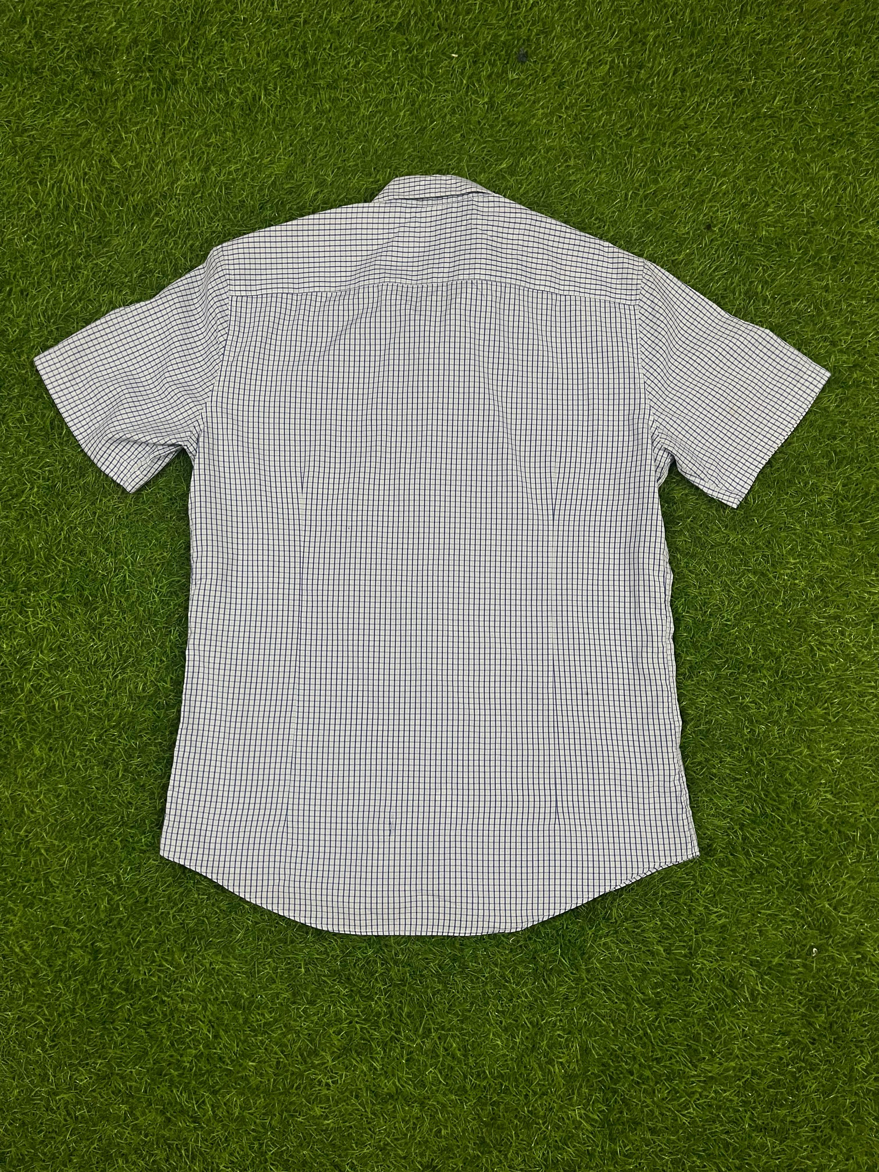 Gillermo Slim Fit Blue Checked Short Sleeve Shirt – Size L