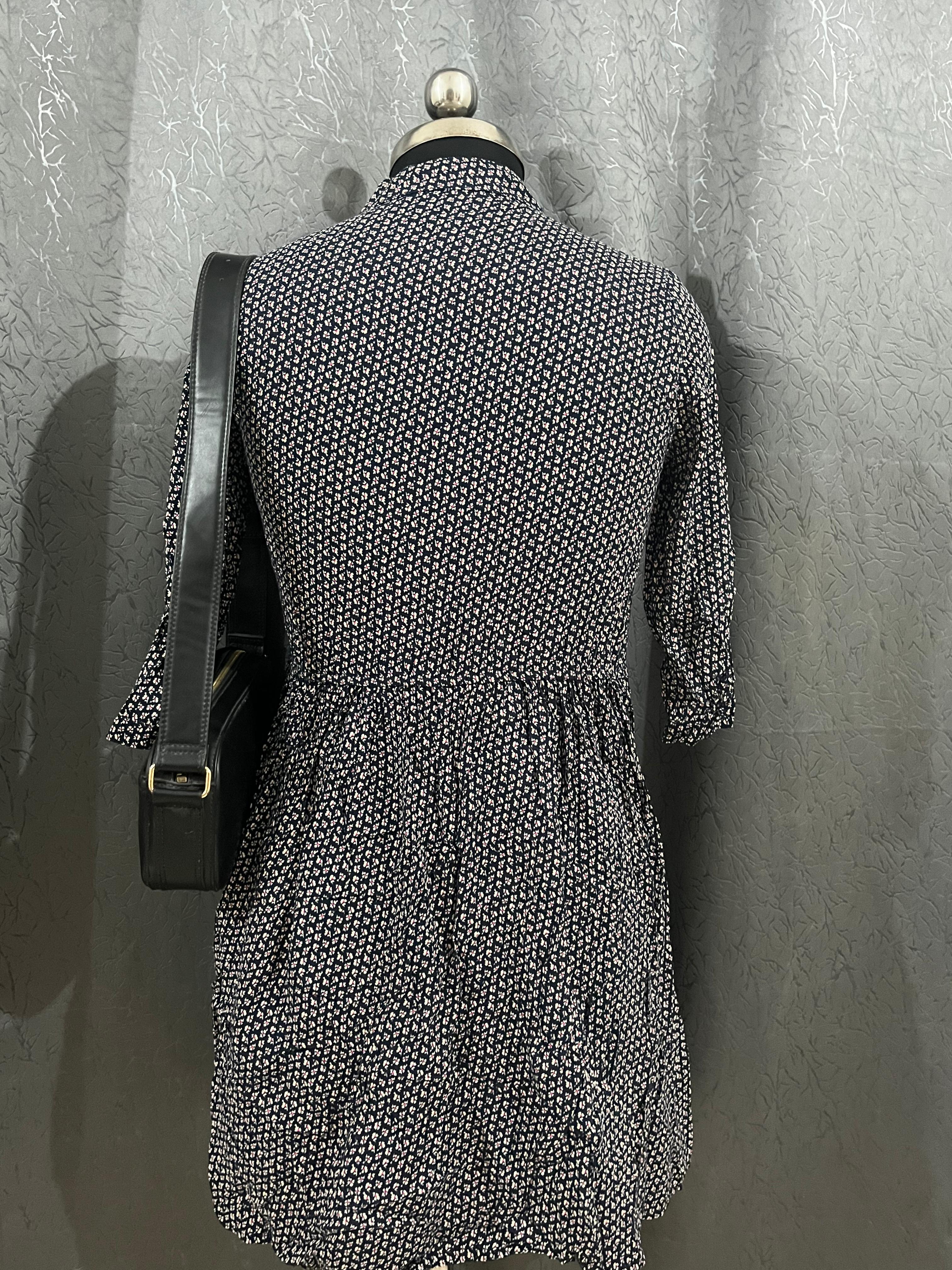 Black & White Printed Button-Down Mini Dress – Size M