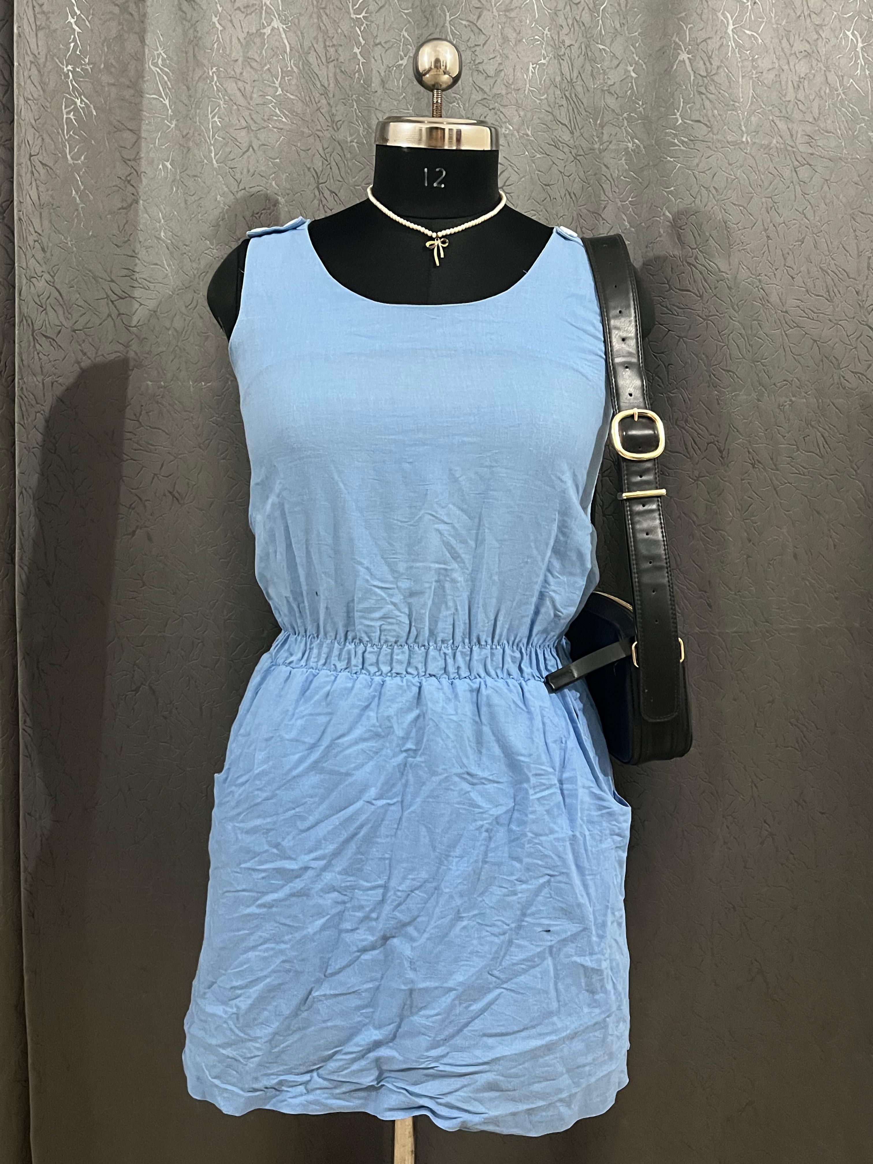 Casual Blue Sleeveless Mini Dress – Size M