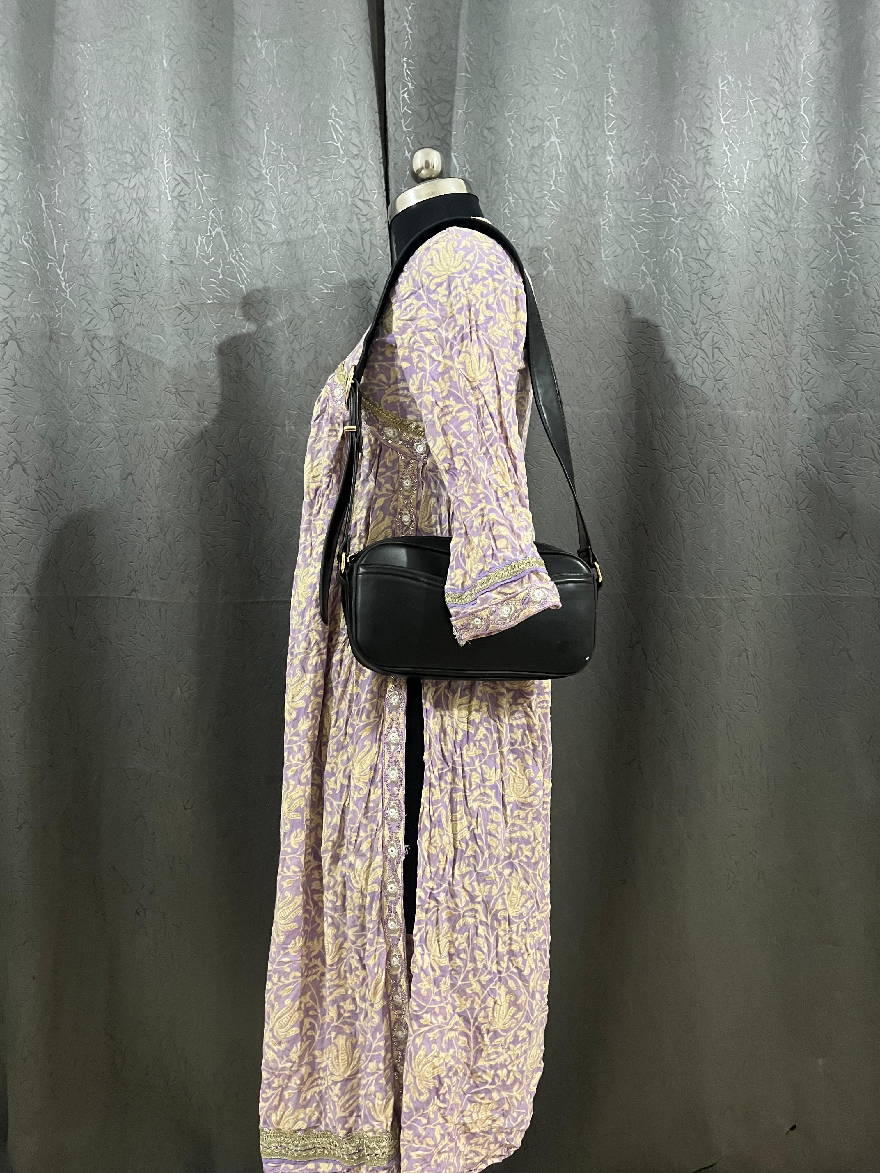 Vintage Lilac Floral Maxi Dress – Size XL