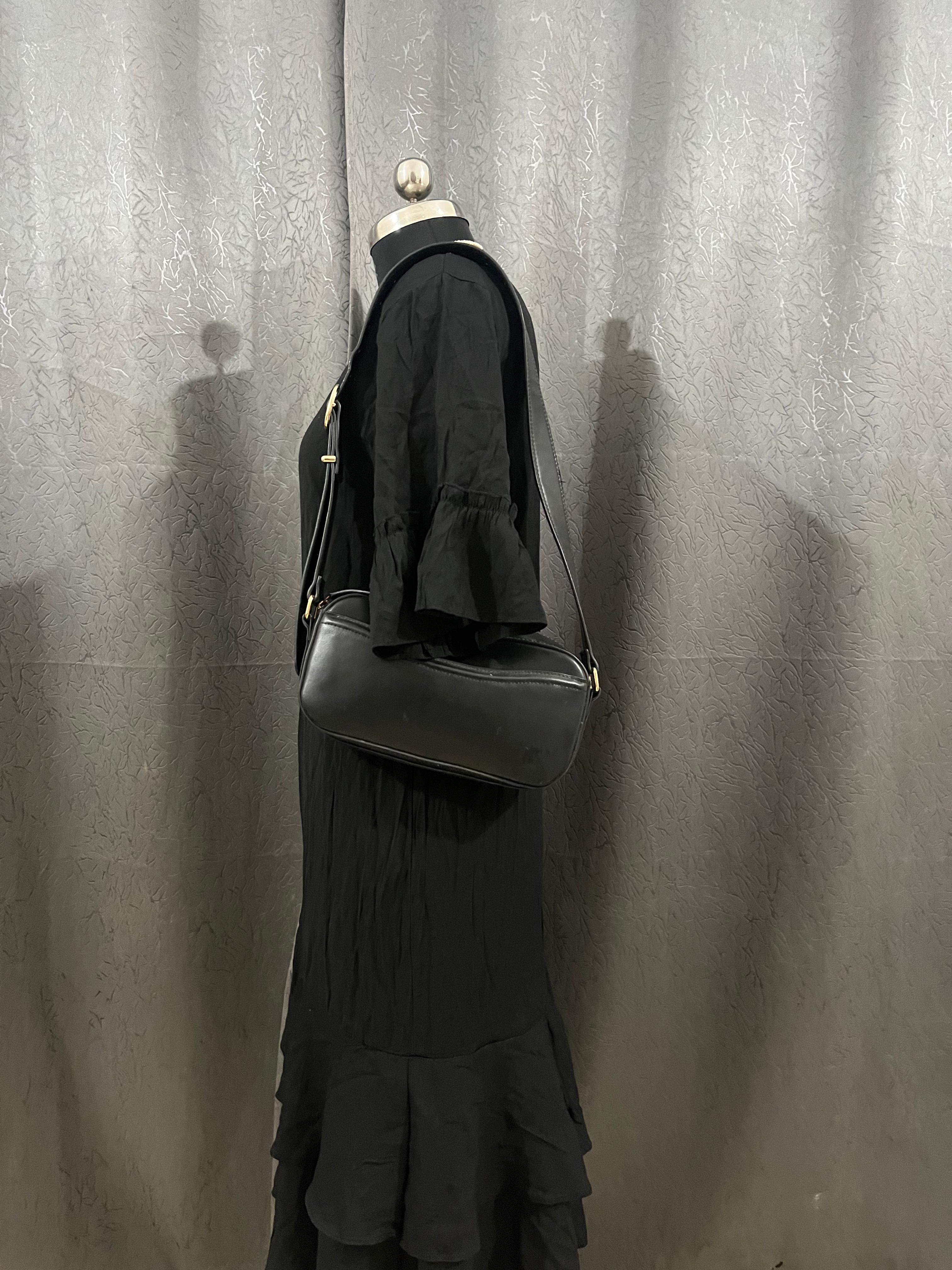 Classic Black Ruffle Hem Dress – Size L