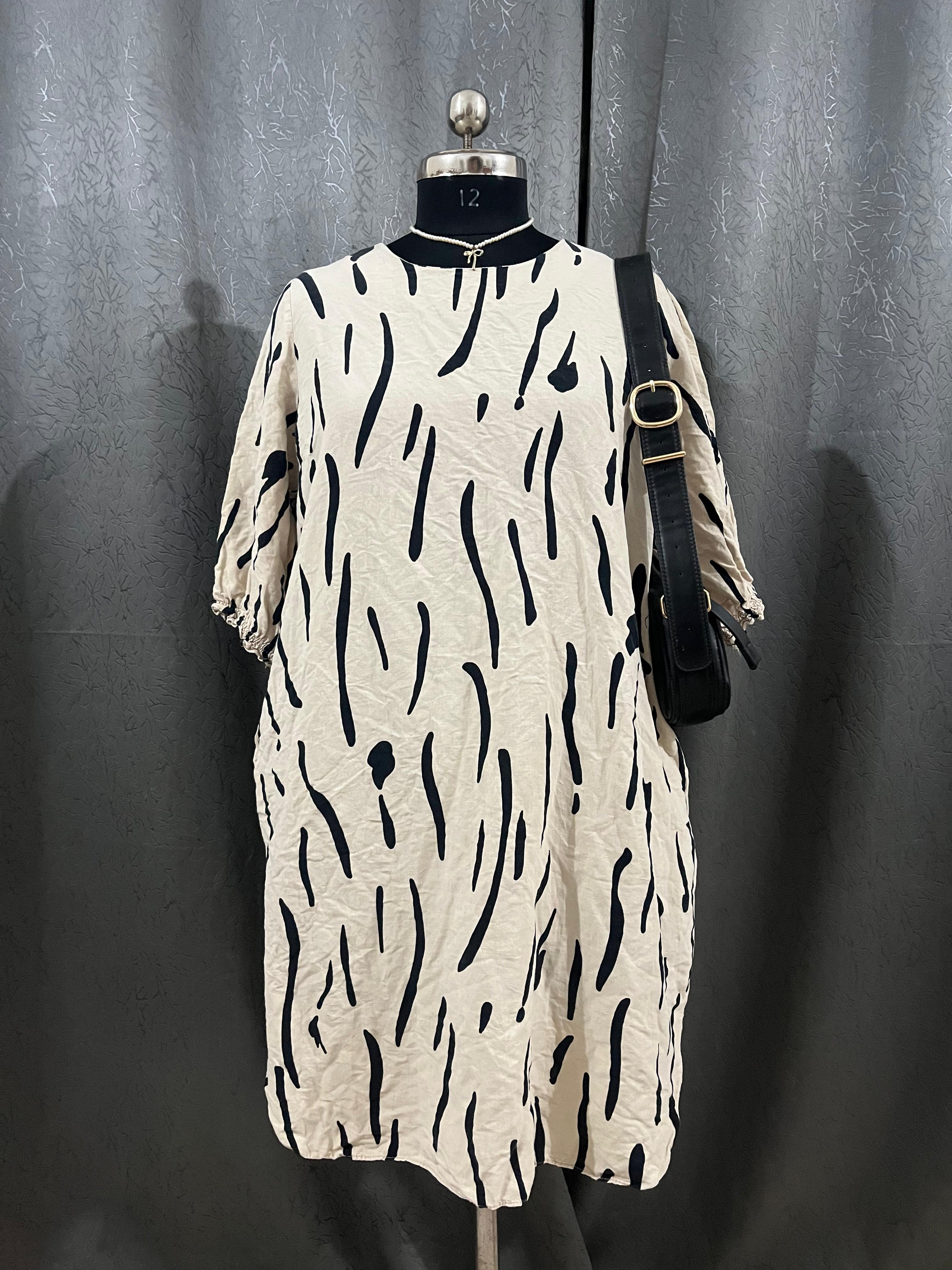AMI Beige & Black Abstract Print Dress – Size L