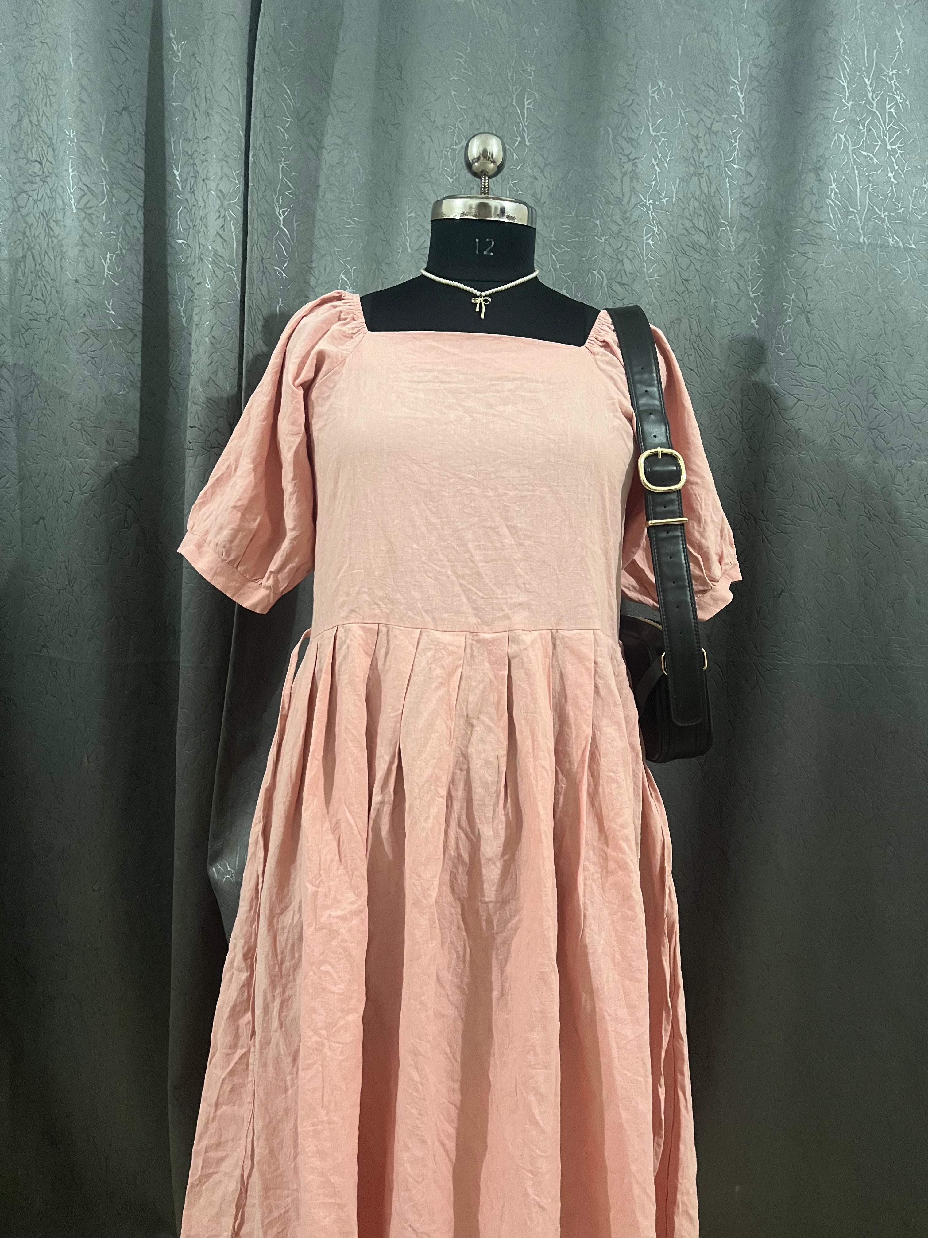 Franc Pink Puff Sleeve Midi Dress – Size L