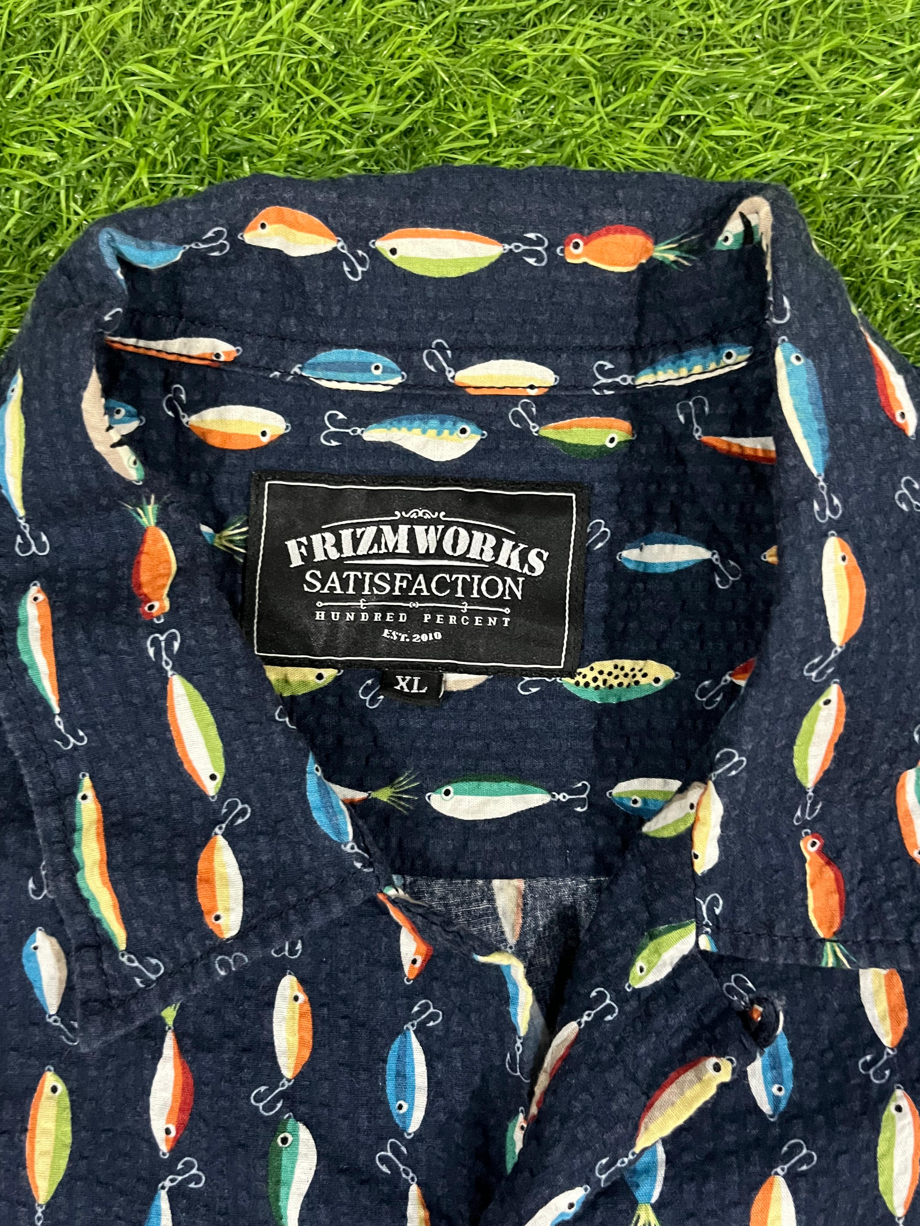 Frizmworks XL Printed Shirt – Navy with Multicolor Fish Pattern