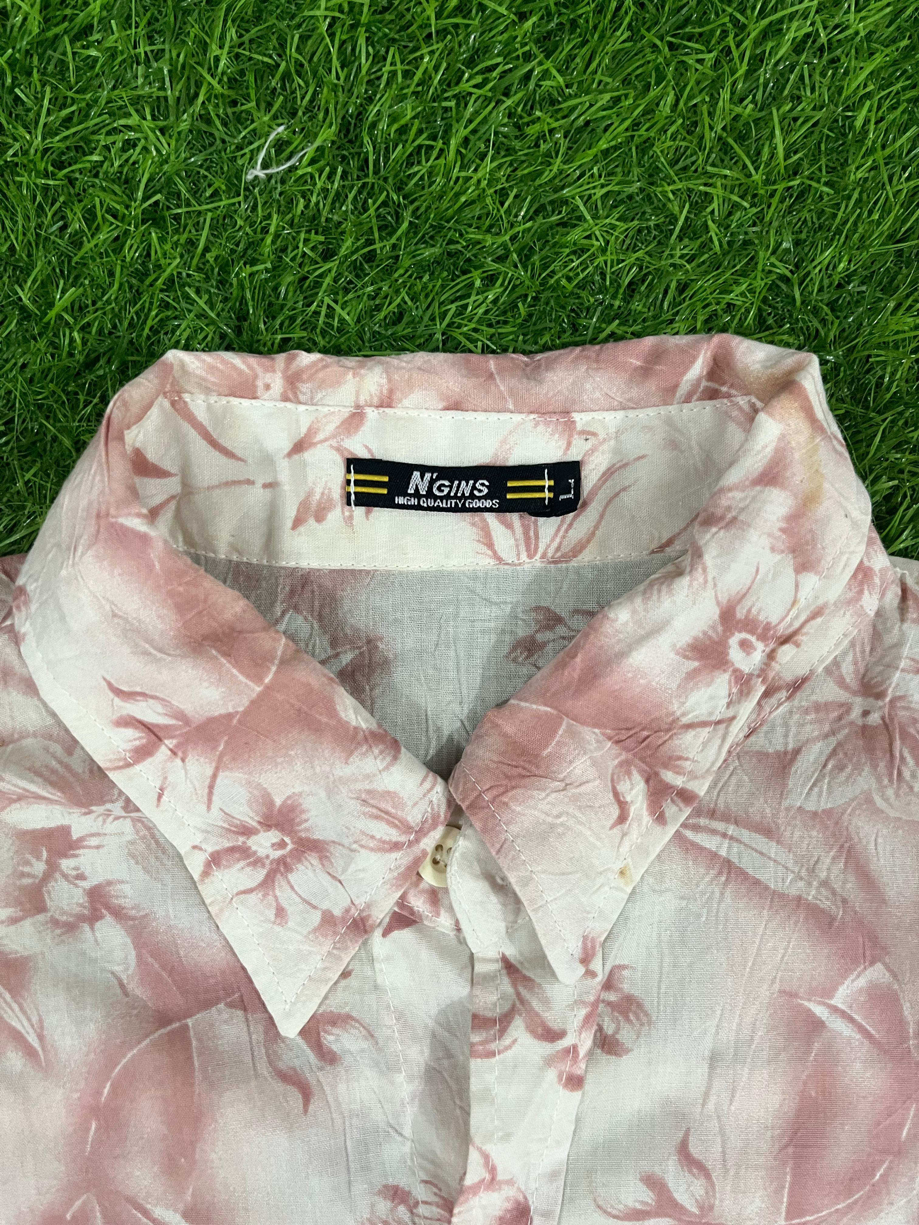 NGINS Pink Floral Button-Up Shirt (Size L)
