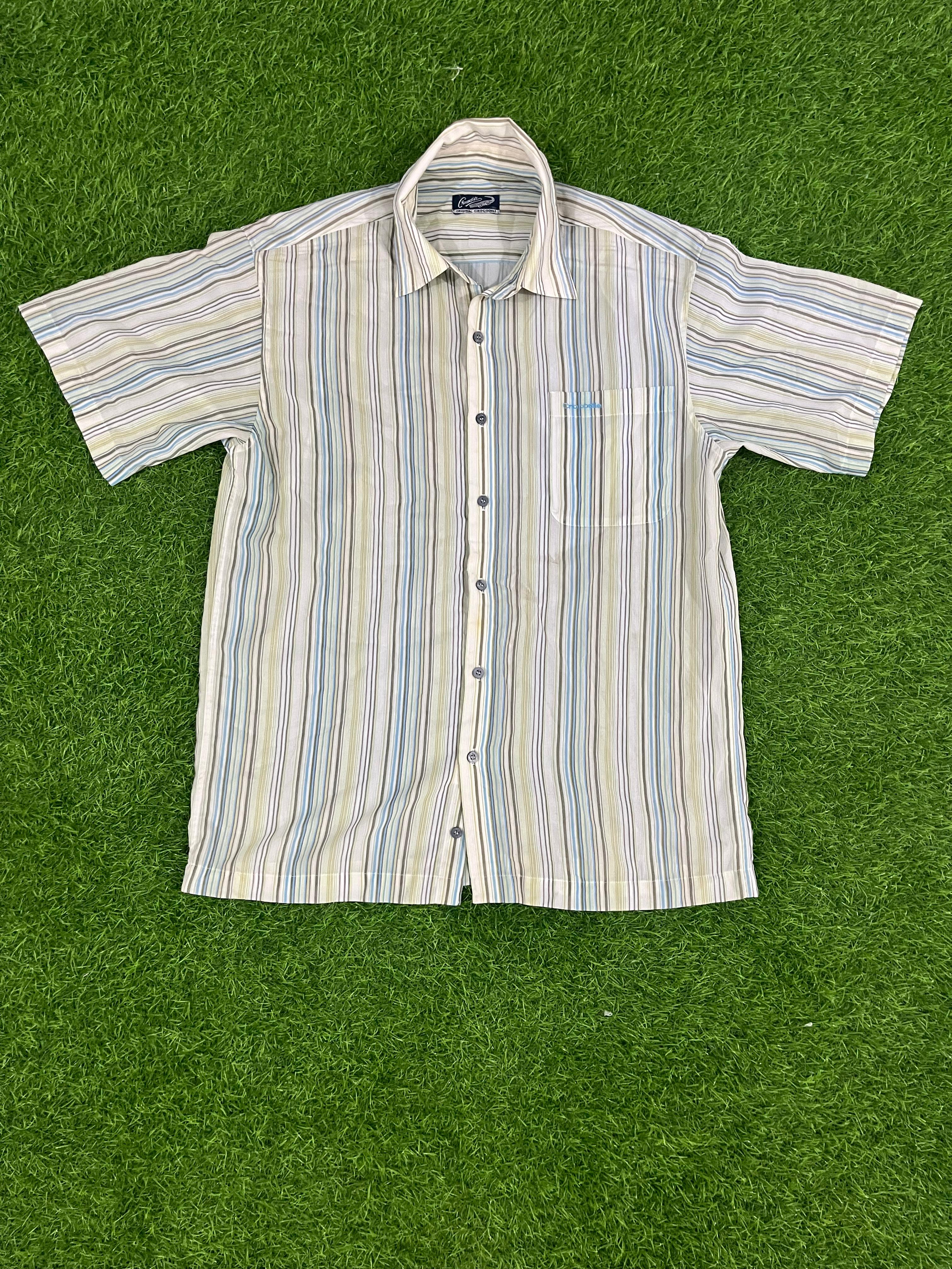 Vintage Crocodile Striped Short Sleeve Shirt – Size L