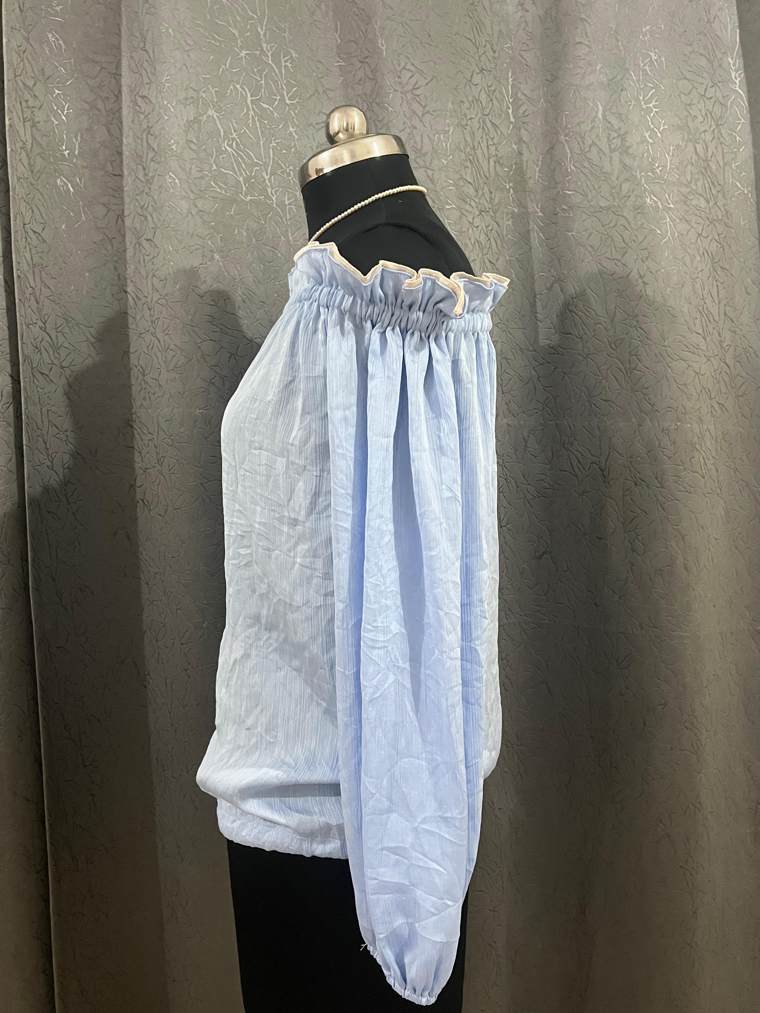 Light Blue Off-Shoulder Peasant Blouse – Size L