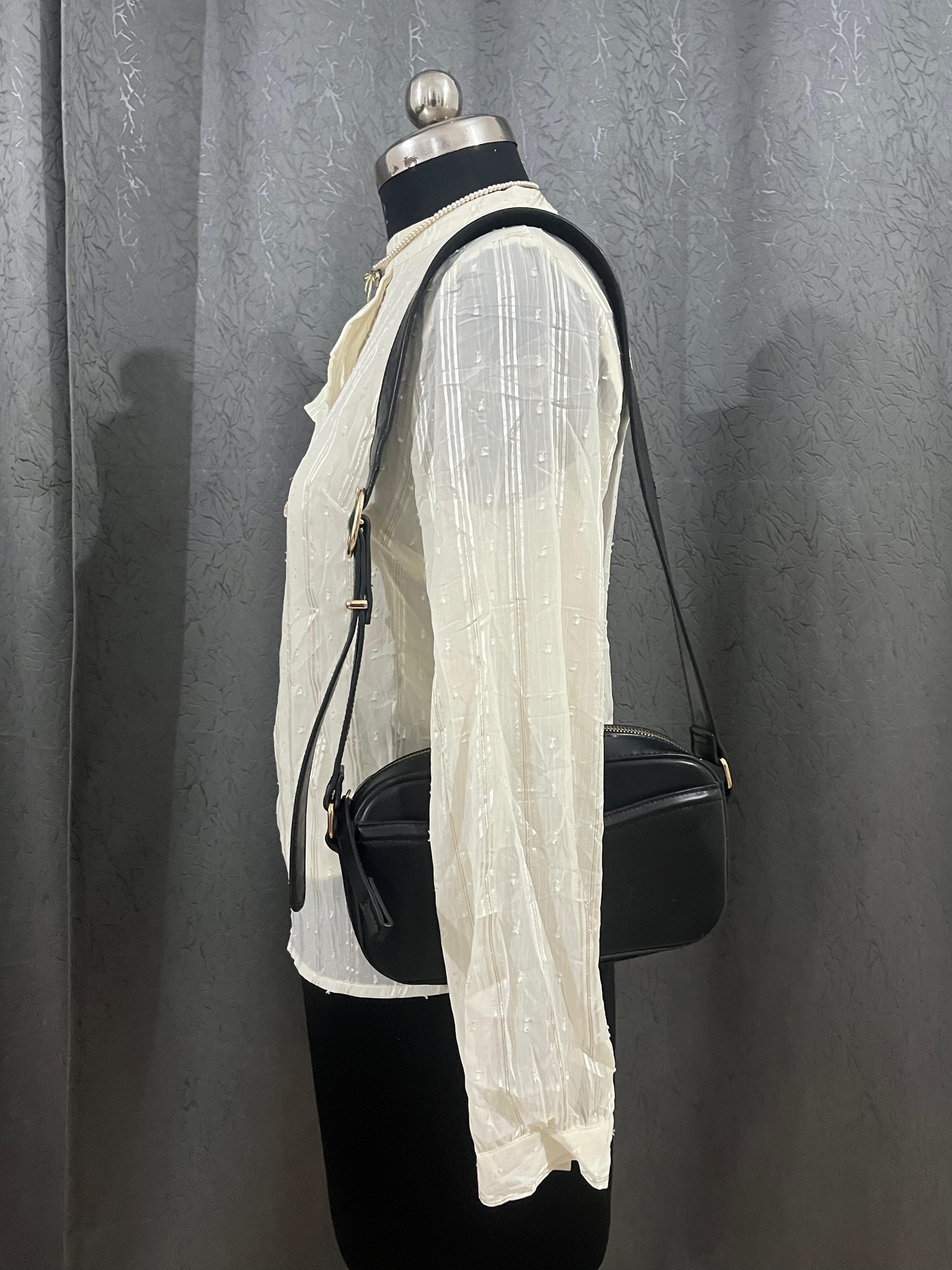 Vintage-Inspired Sheer White Blouse – Size M