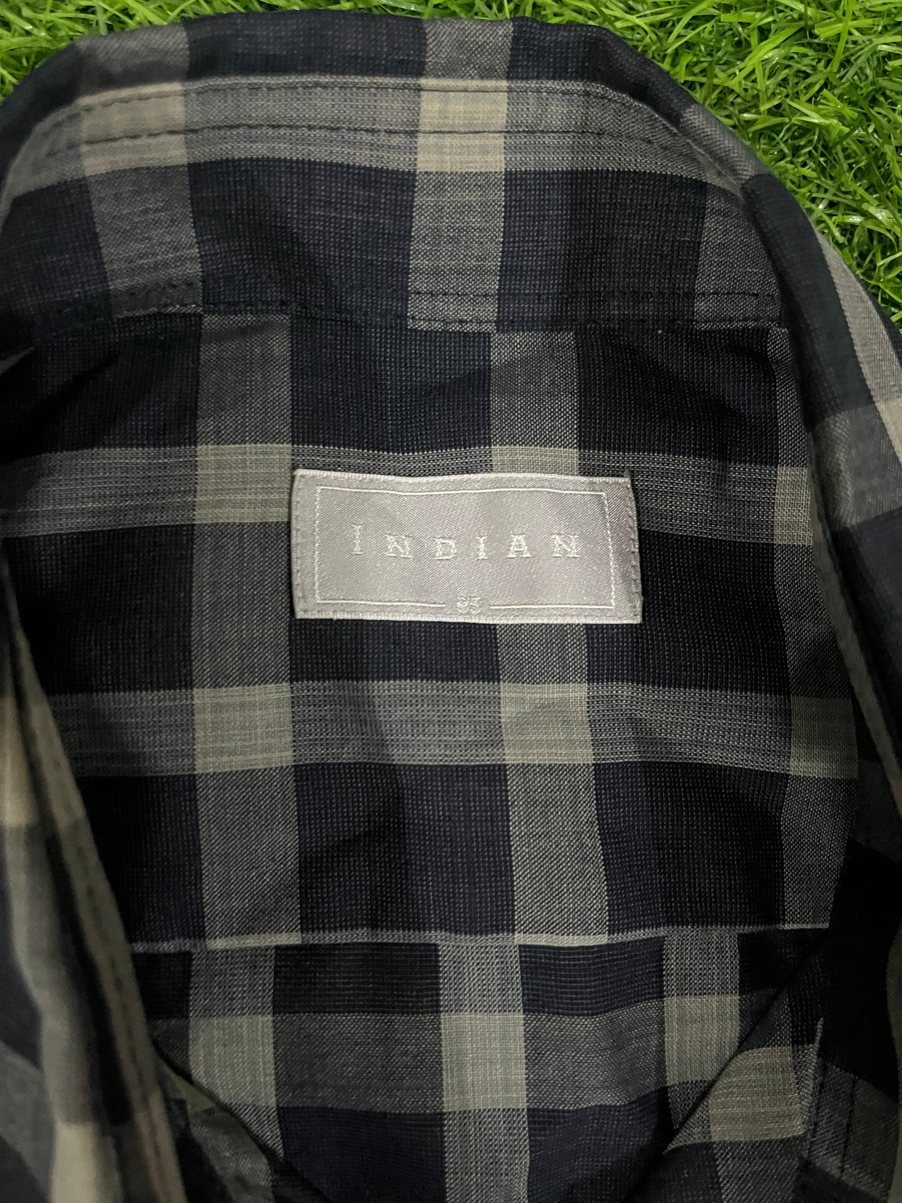 Indian Black & Grey Checked Short Sleeve Shirt - Size M