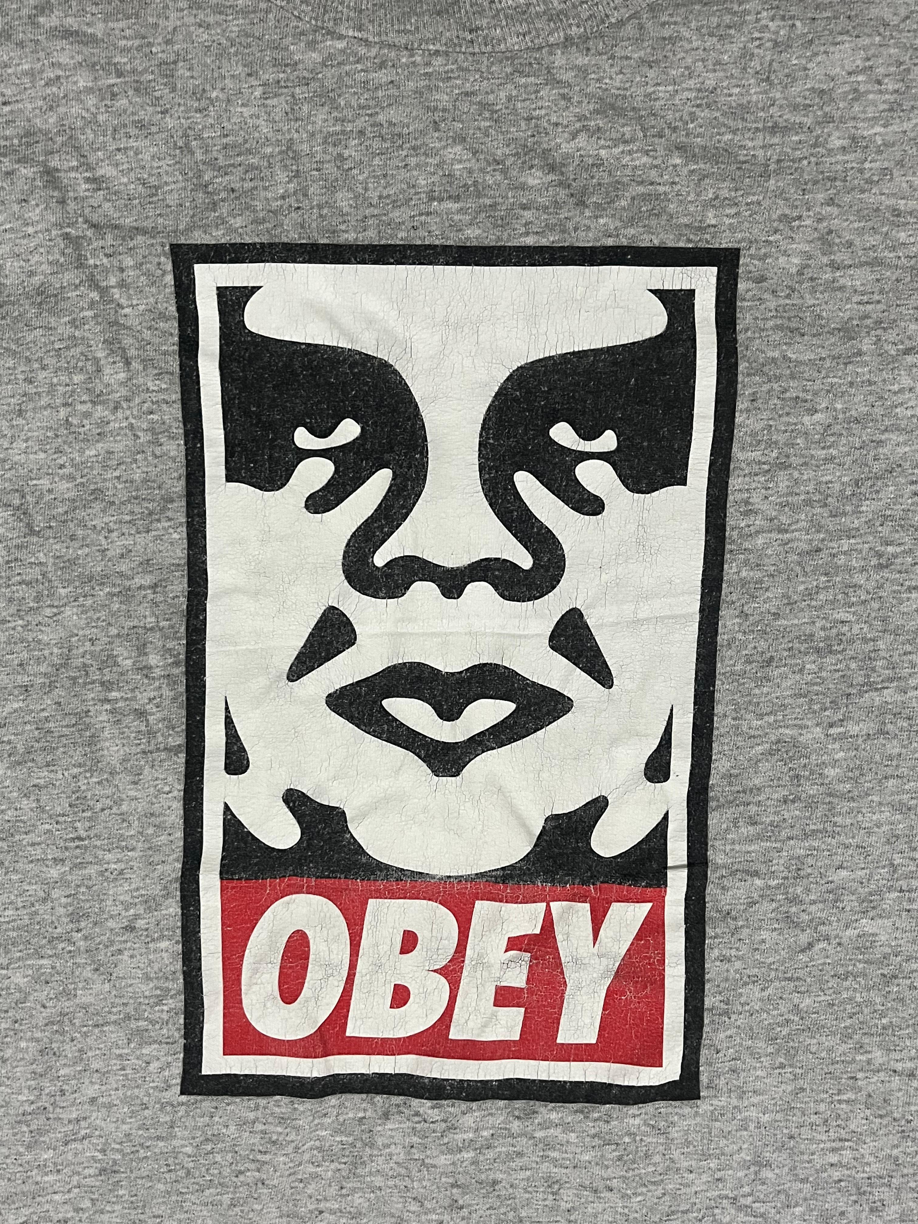 Obey Icon Face Logo Tee – Grey (Medium | Streetwear Classic