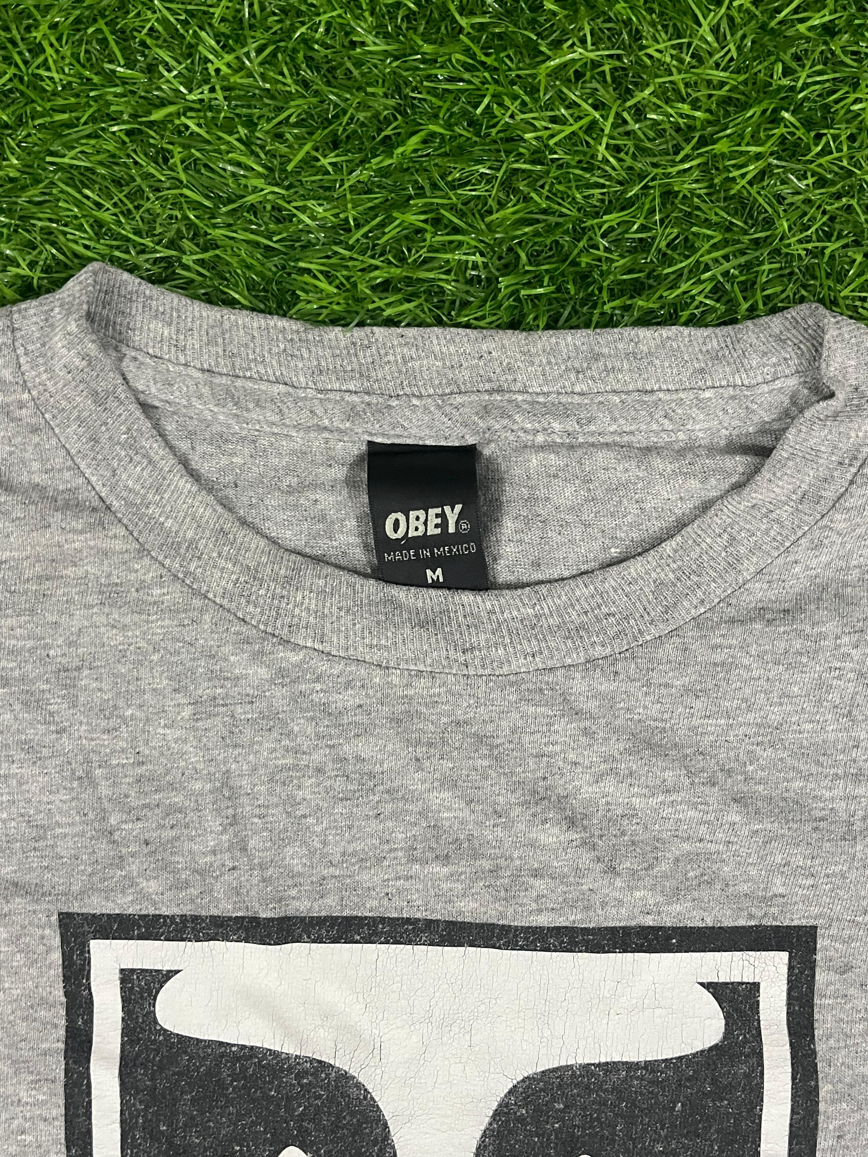 Obey Icon Face Logo Tee – Grey (Medium | Streetwear Classic