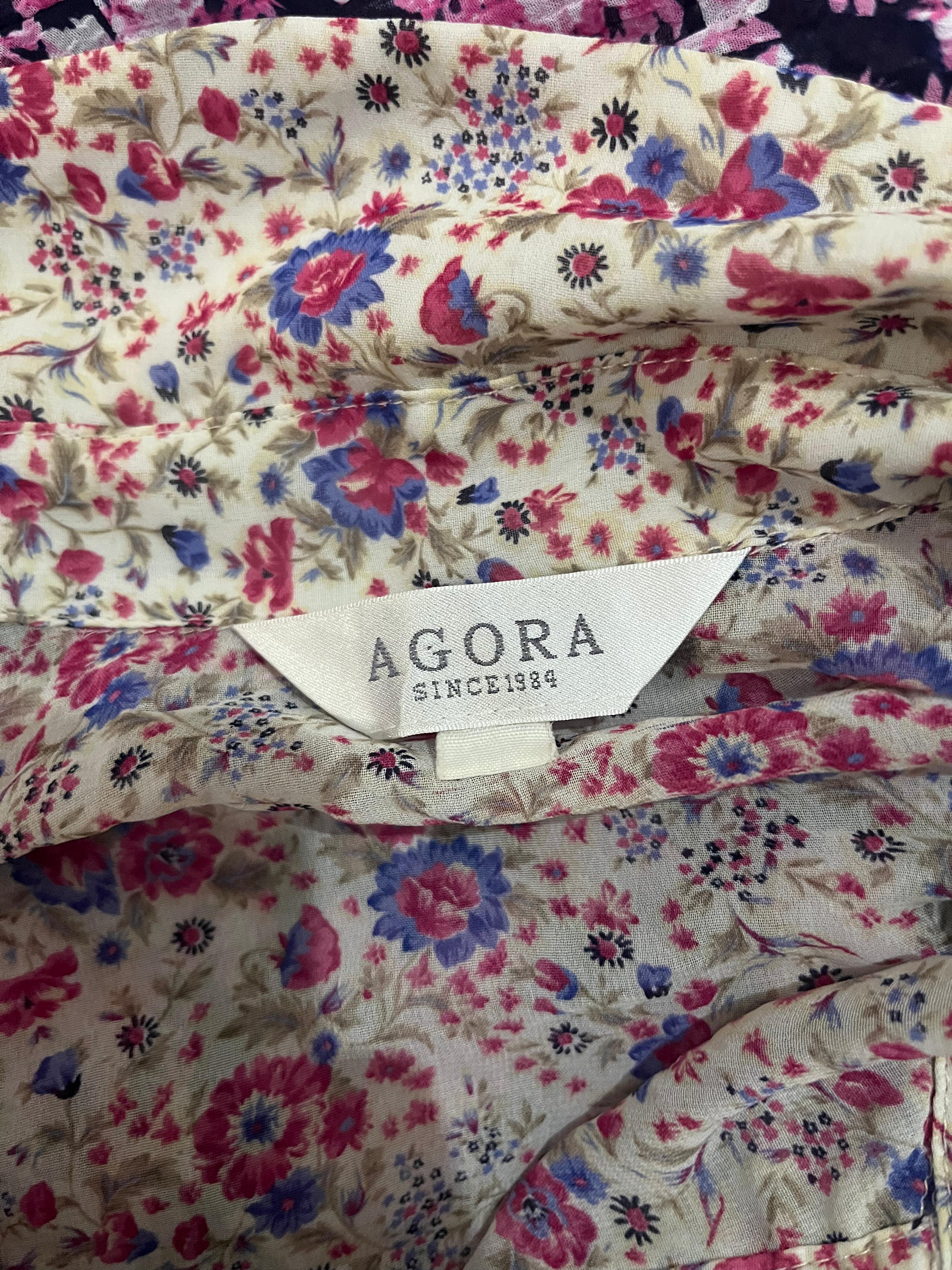 Vintage-Inspired Floral Ruffle Blouse – Size M